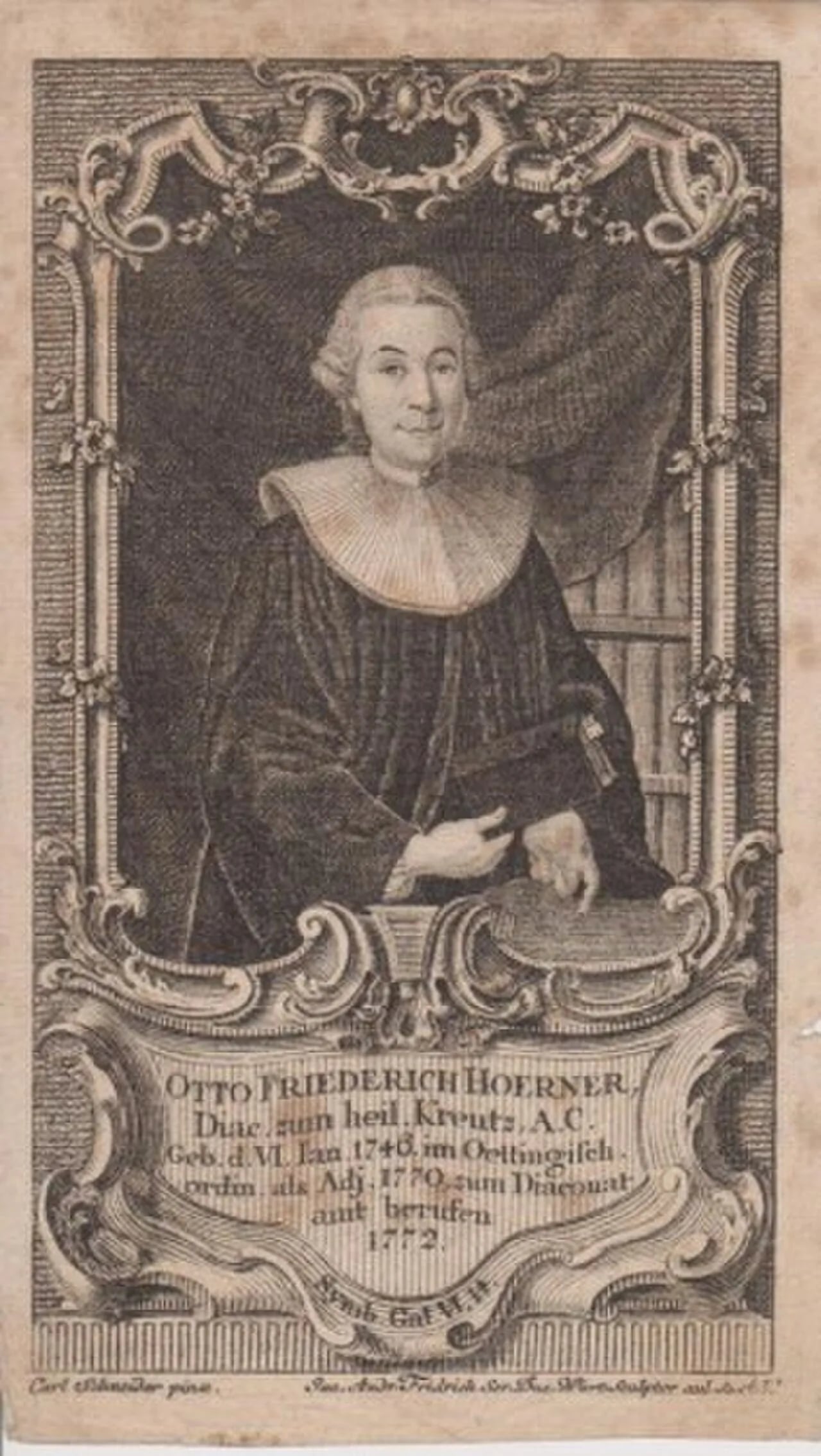 Porträt von Otto Friedrich Hörner (1746–1781) – Gedenkseite