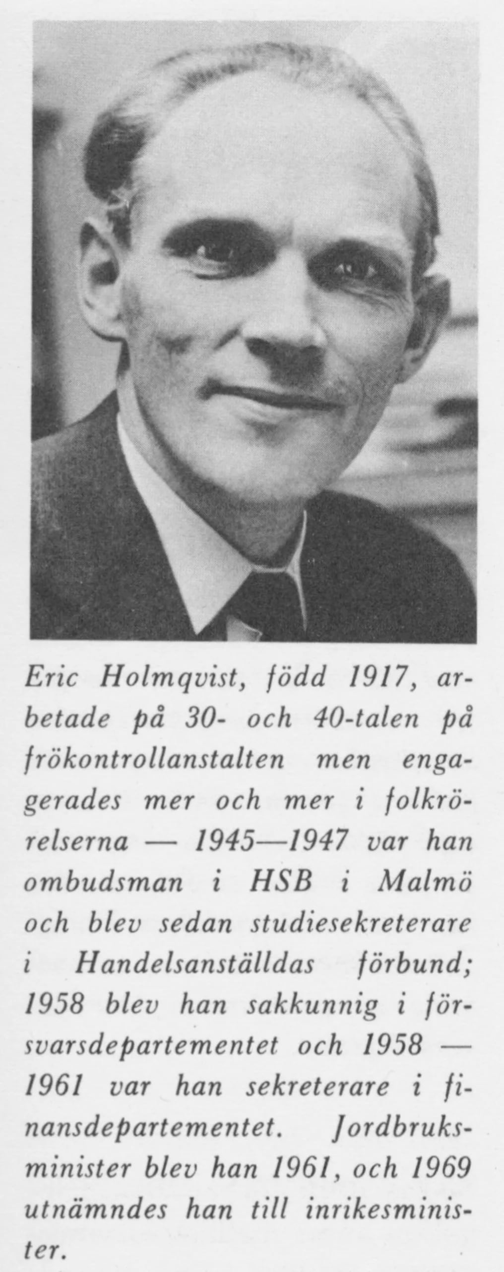 Portrait of Eric Holmqvist (1917–2009) – memorial page