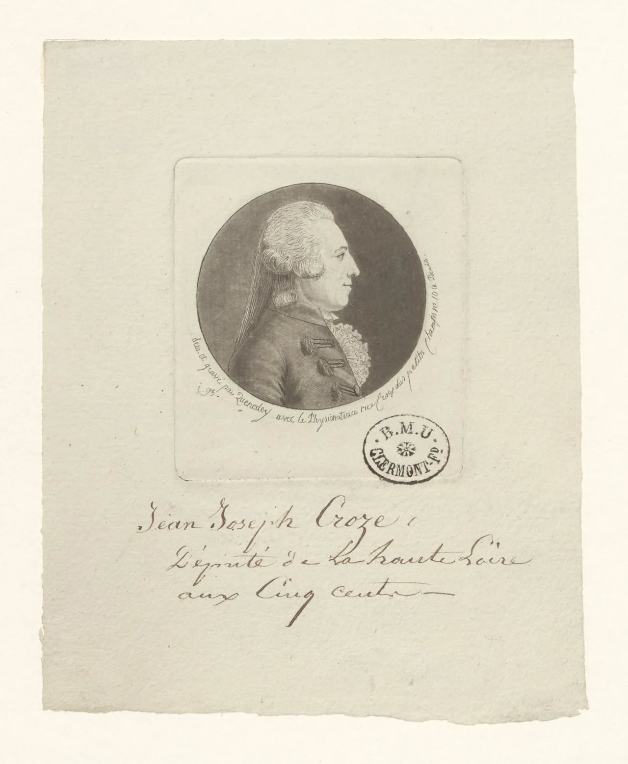 Porträt von Jean Joseph De Croze (1753–1836) – Gedenkseite