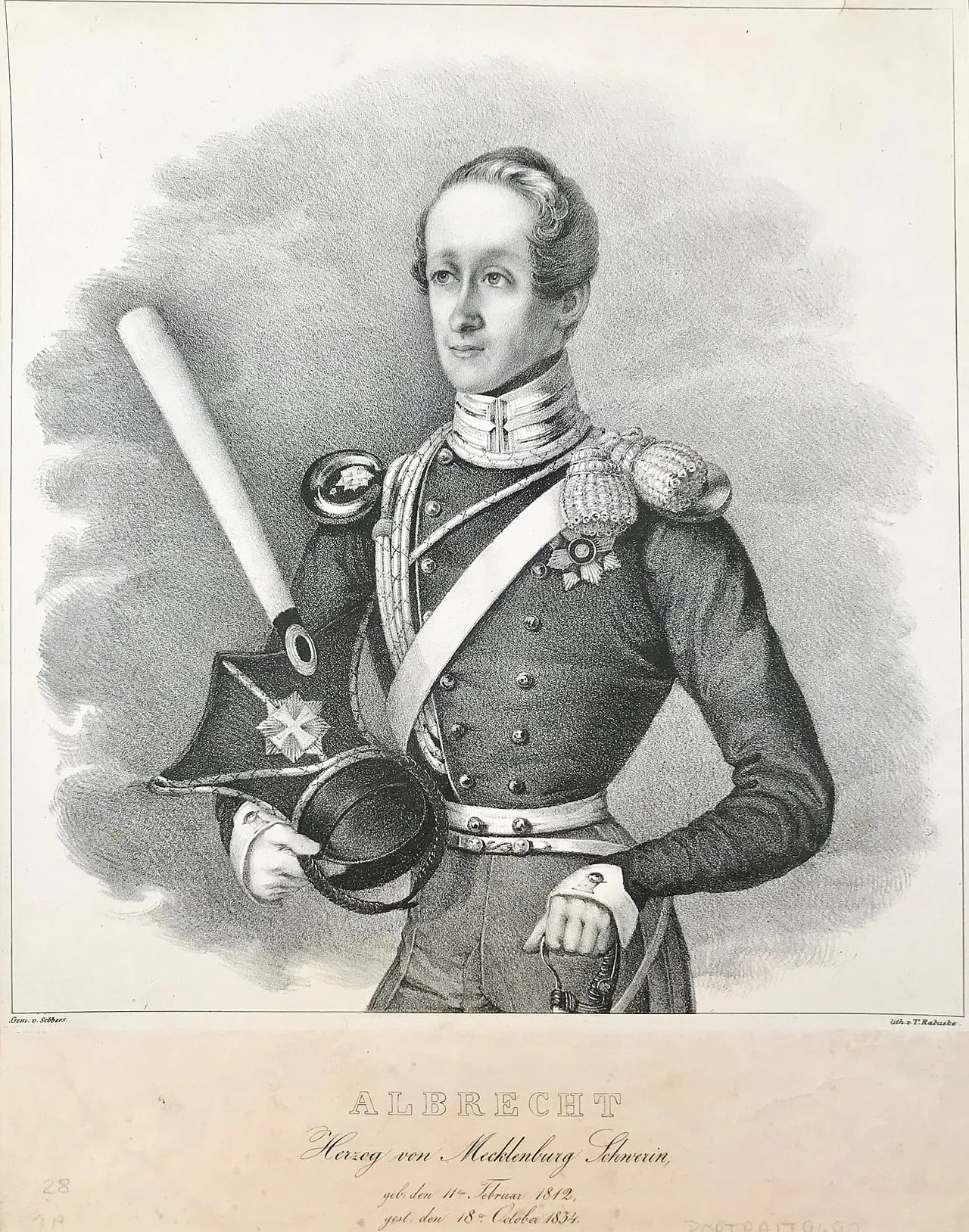 Porträt von Albert von Mecklenburg-Schwerin (1812–1834) – Gedenkseite