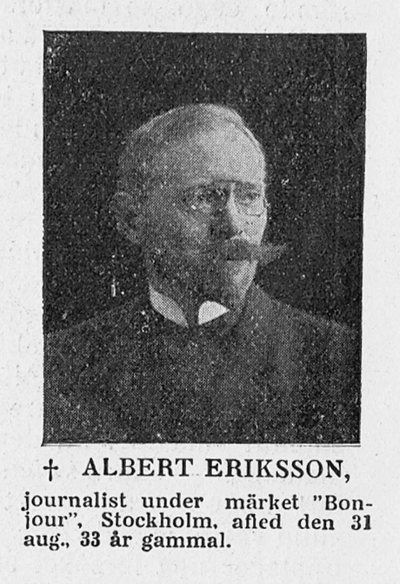 Porträt von Albert Eriksson (1869–1903) – Gedenkseite