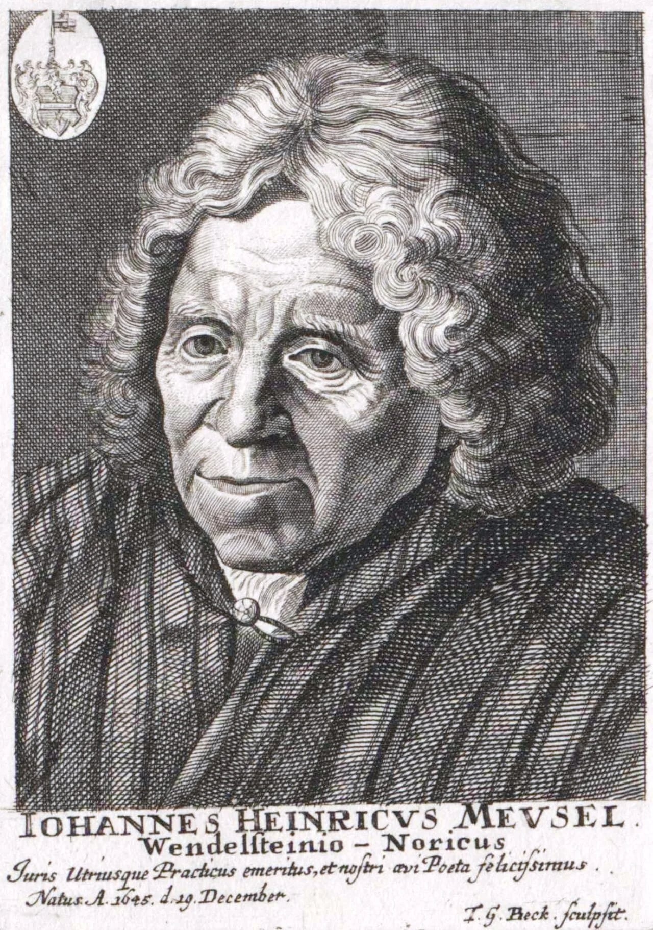Porträt von Johann Heinrich Meußel (1645–1727) – Gedenkseite