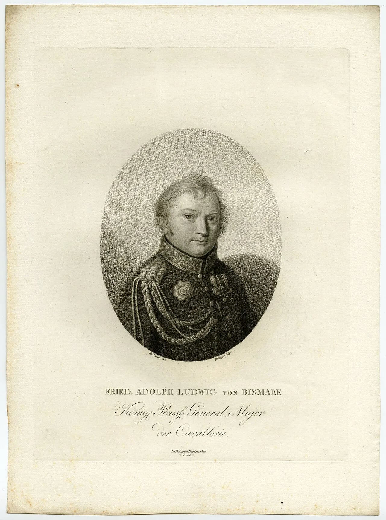 Porträt von Friedrich Adolf Ludwig von Bismarck (1766–1830) – Gedenkseite