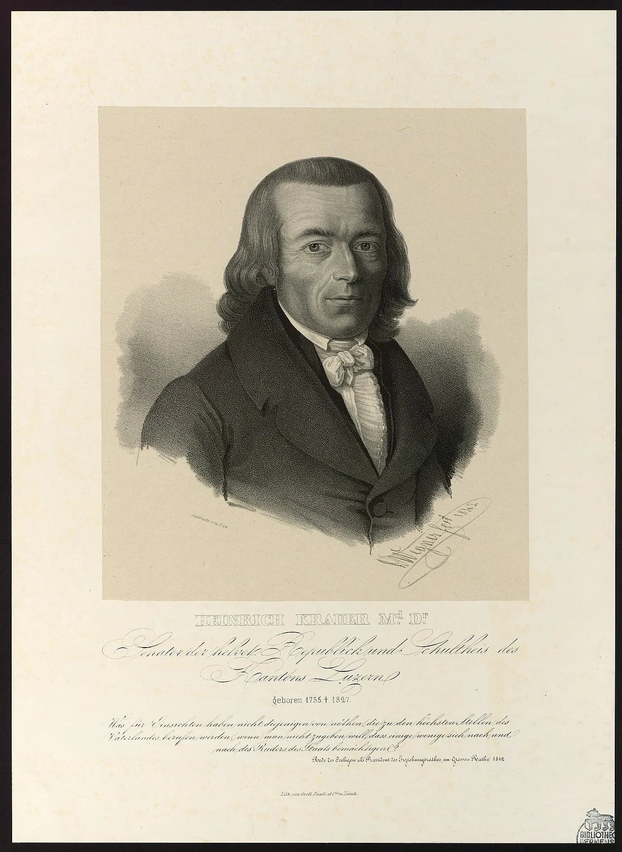 Porträt von Heinrich Krauer (1755–1827) – Gedenkseite
