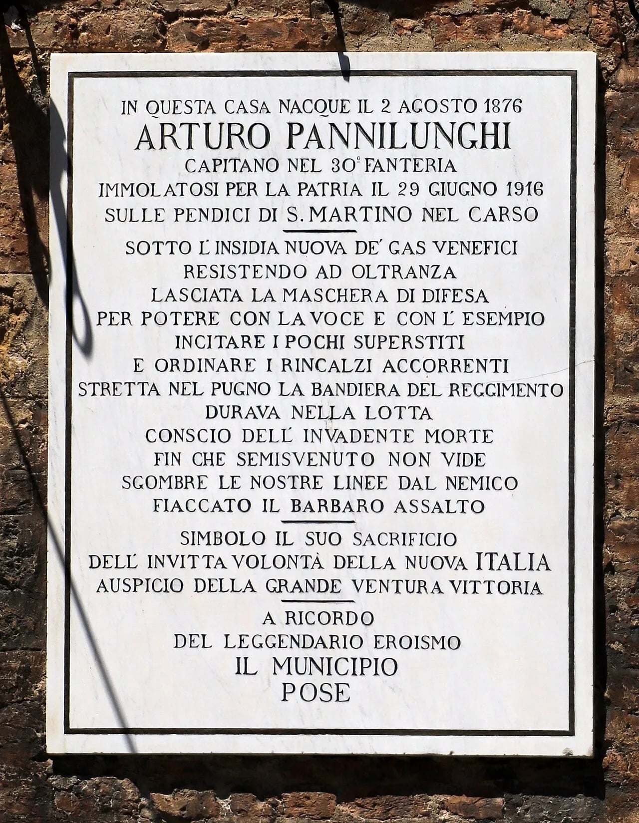 Portrait of Arturo Pannilunghi (1876–1916) – memorial page