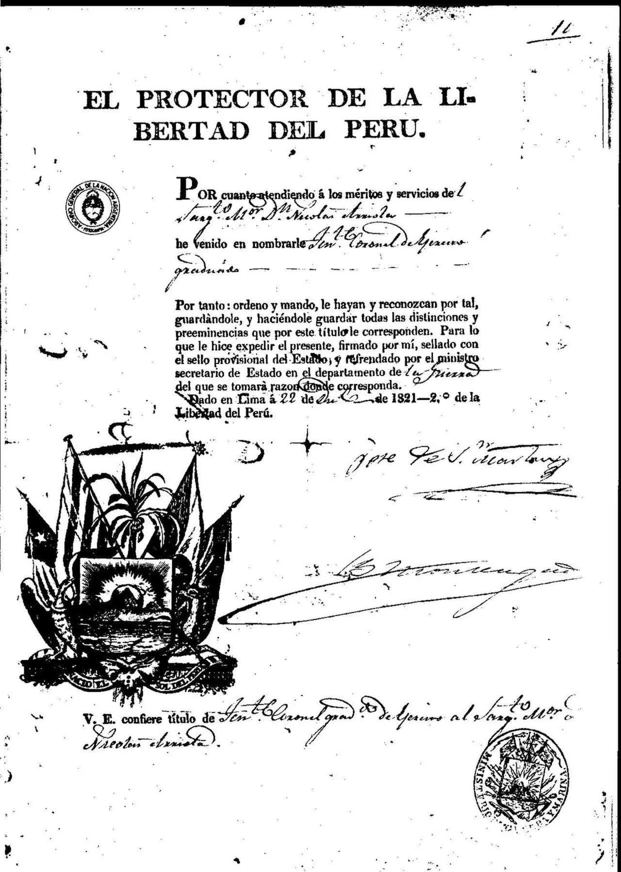 Porträt von Nicolás Arriola (1793–1835) – Gedenkseite