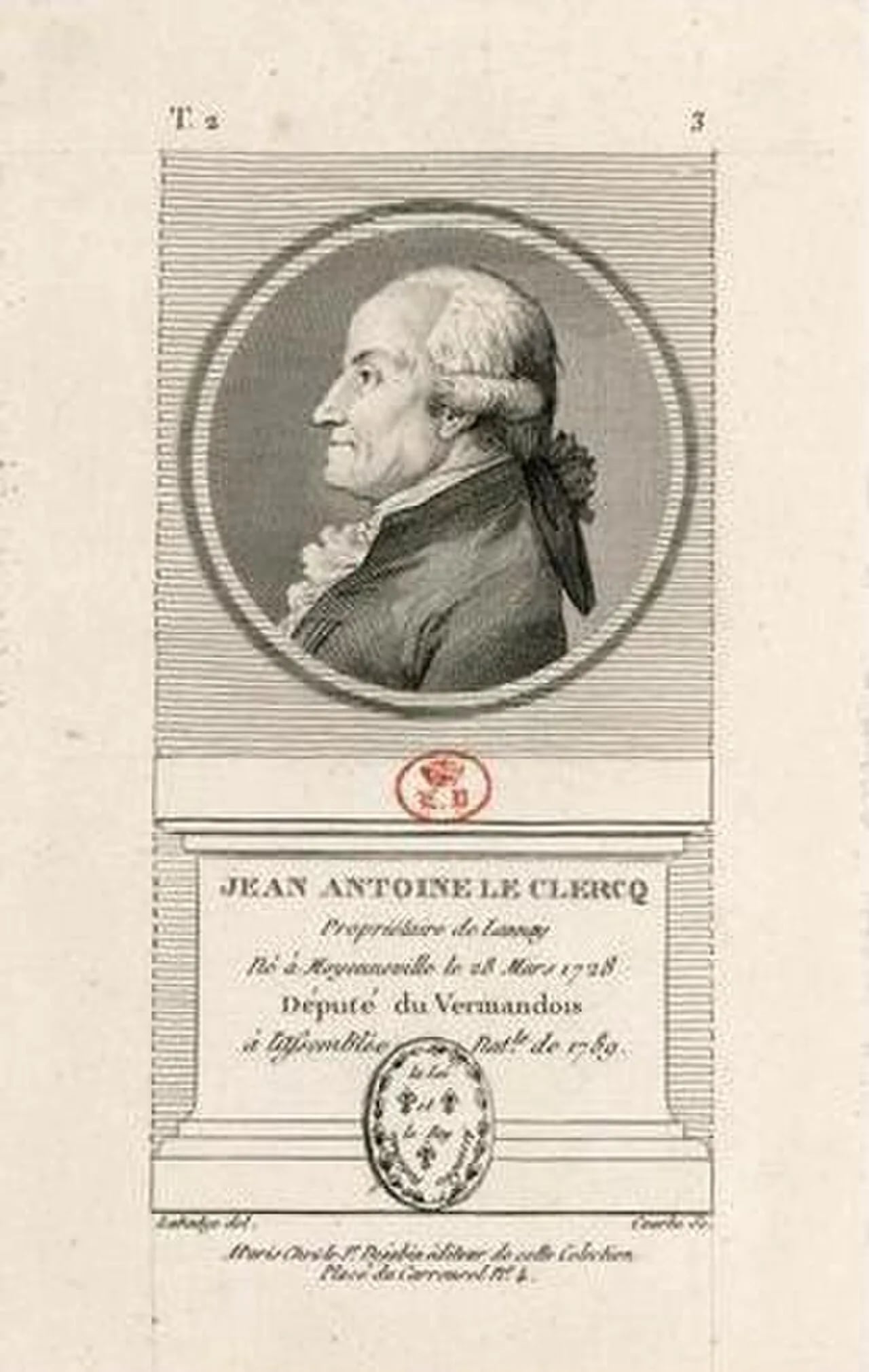 Porträt von Jean Antoine Leclerc de Lannoy (1728–1812) – Gedenkseite