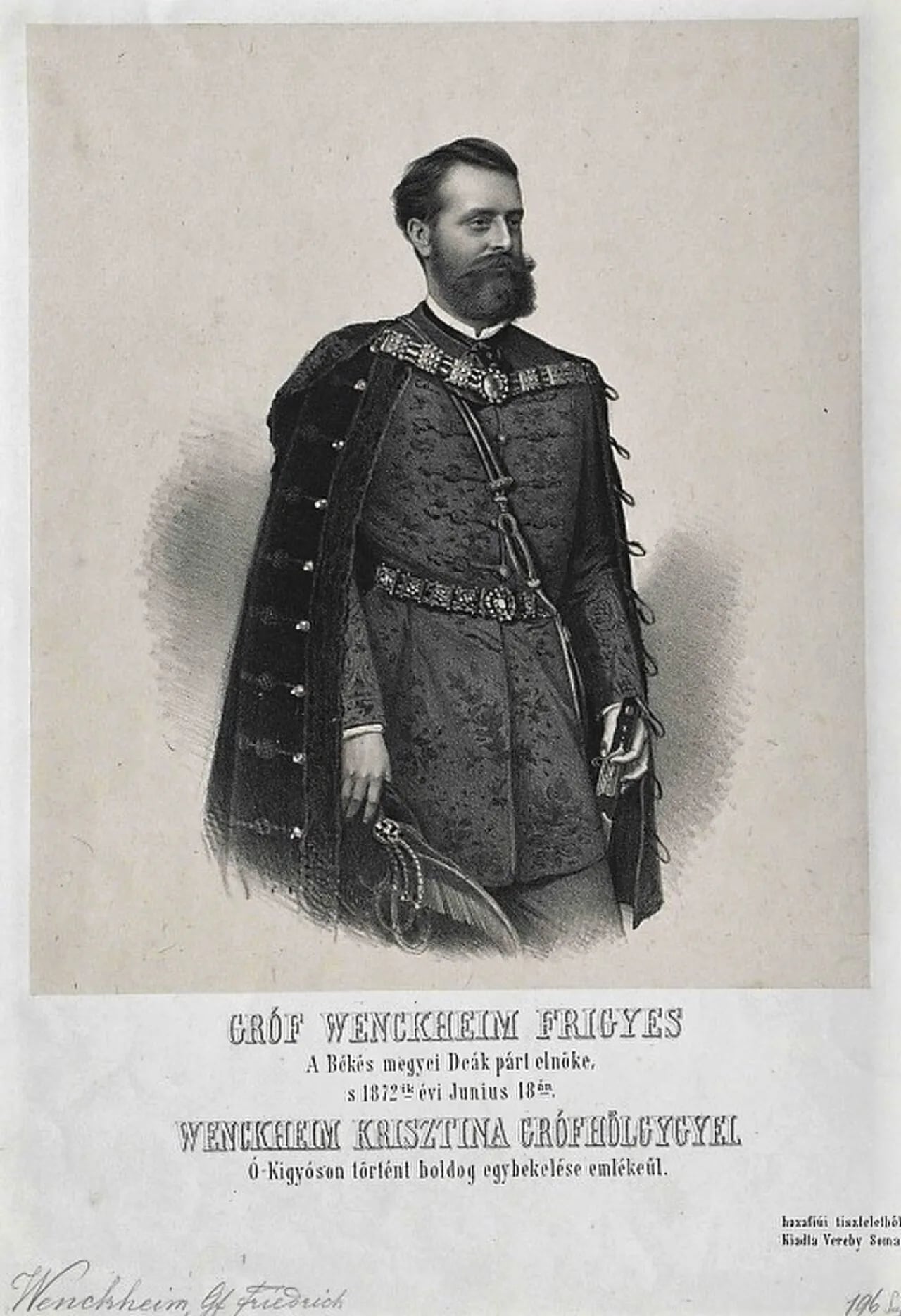 Portrait of Frigyes Wenckheim (1842–1912) – memorial page