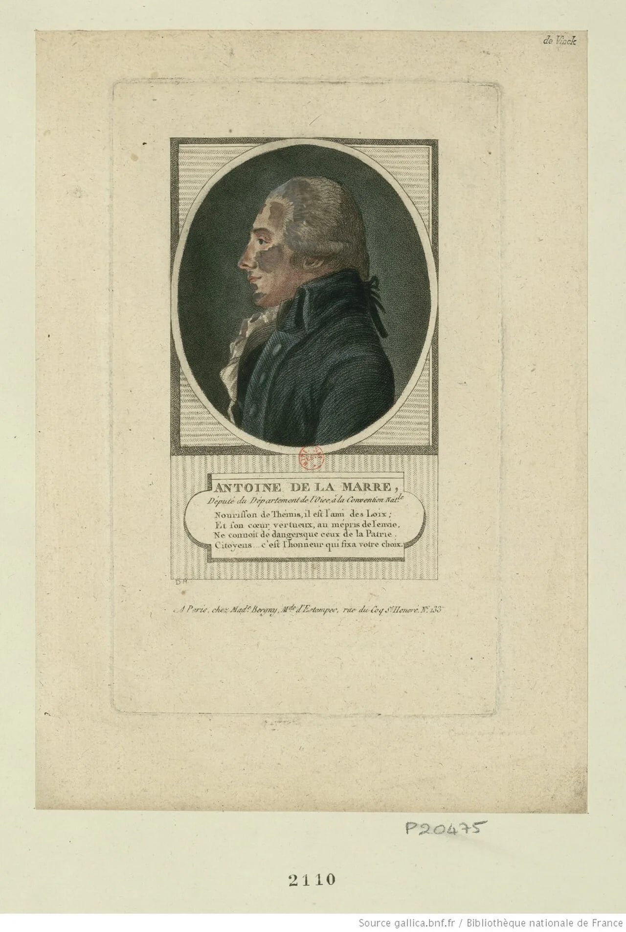 Porträt von Antoine Delamarre (1756–1824) – Gedenkseite