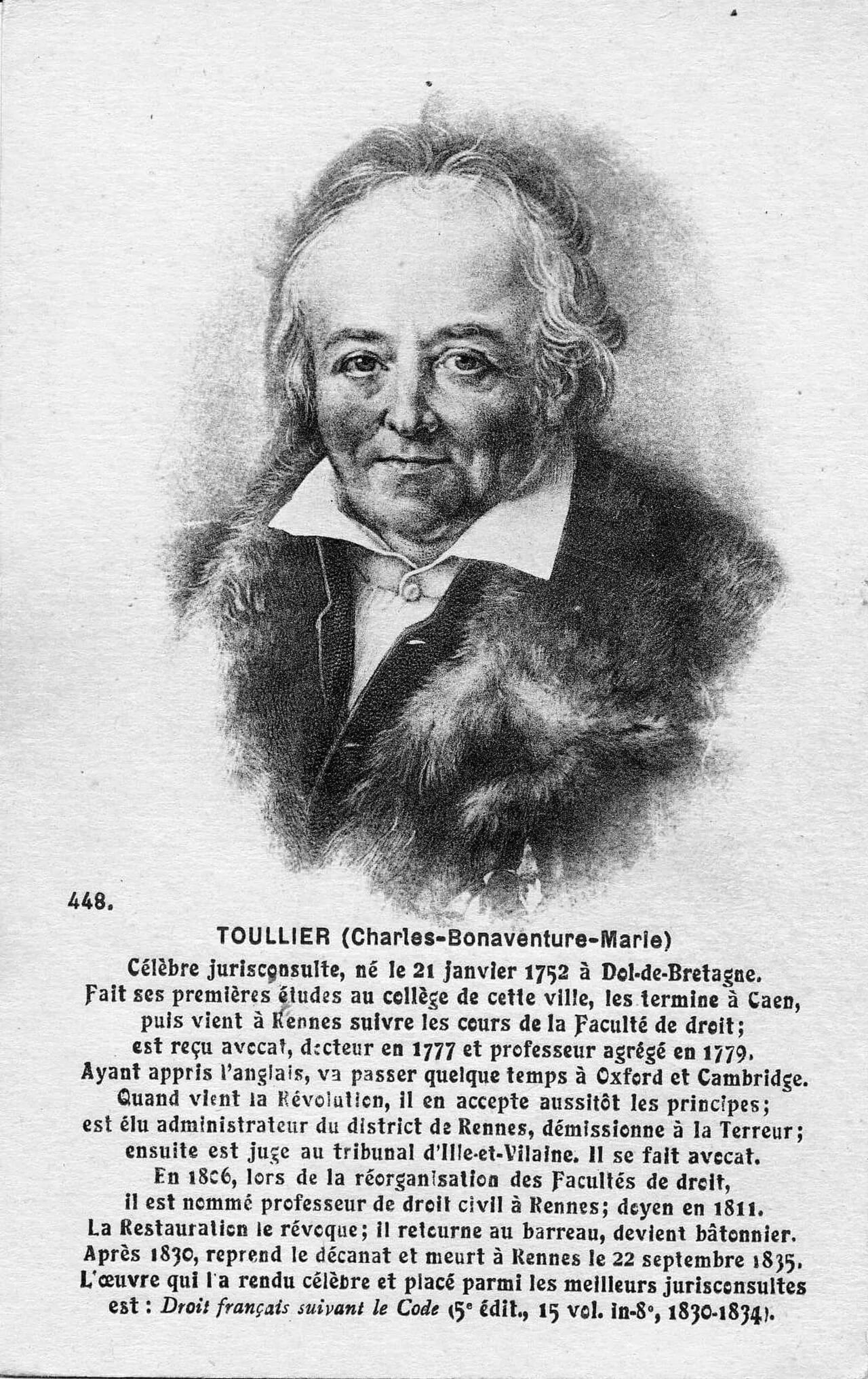 Portrait of Charles Bonaventure Marie Toullier (1752–1835) – memorial page