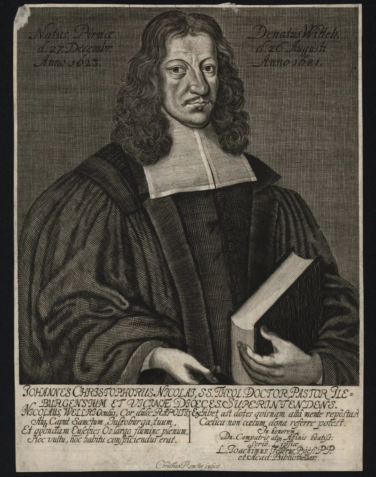 Porträt von Johann Christoph Nicolai (1623–1681) – Gedenkseite