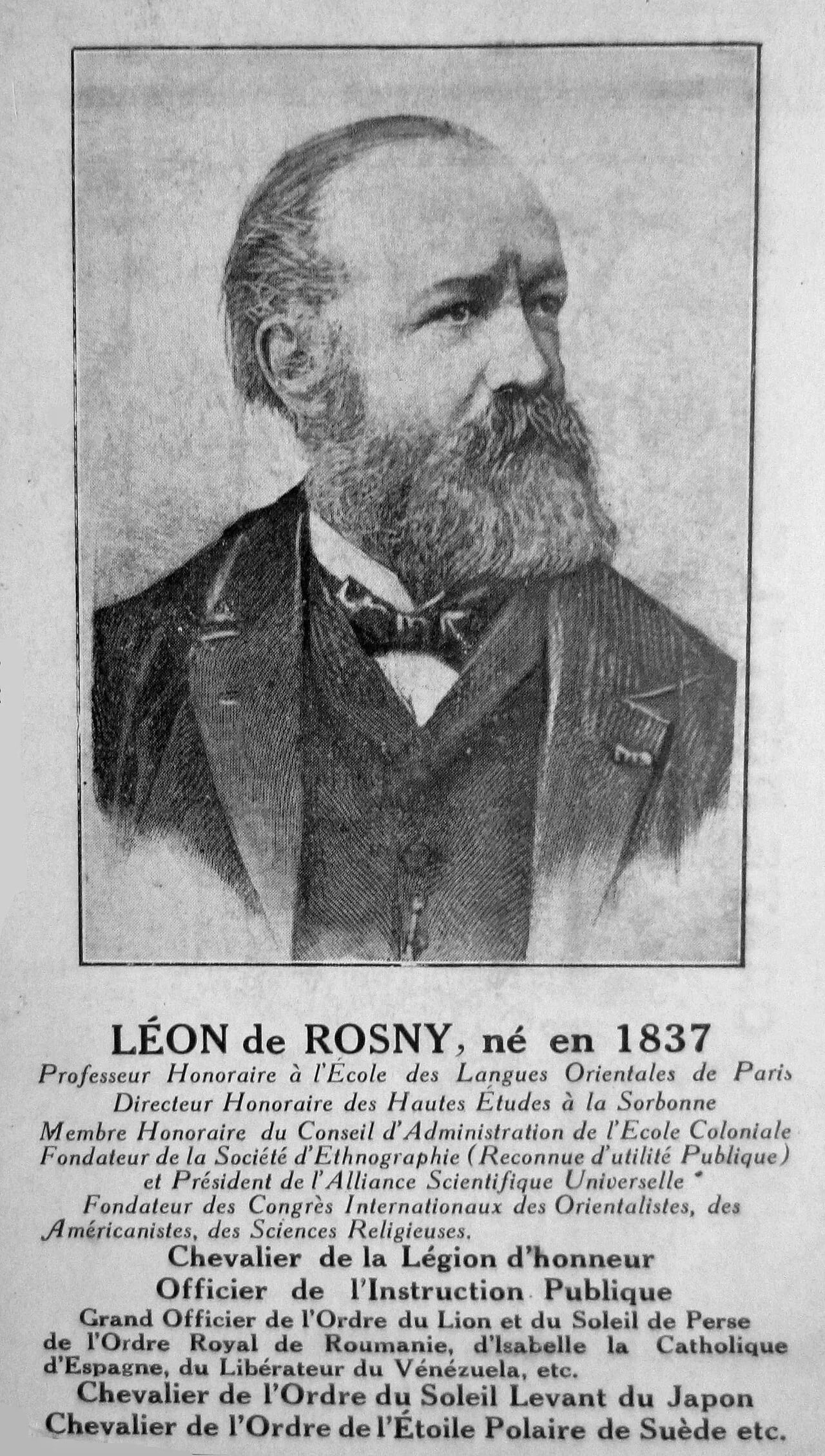 Porträt von Léon de Rosny (1837–1914) – Gedenkseite