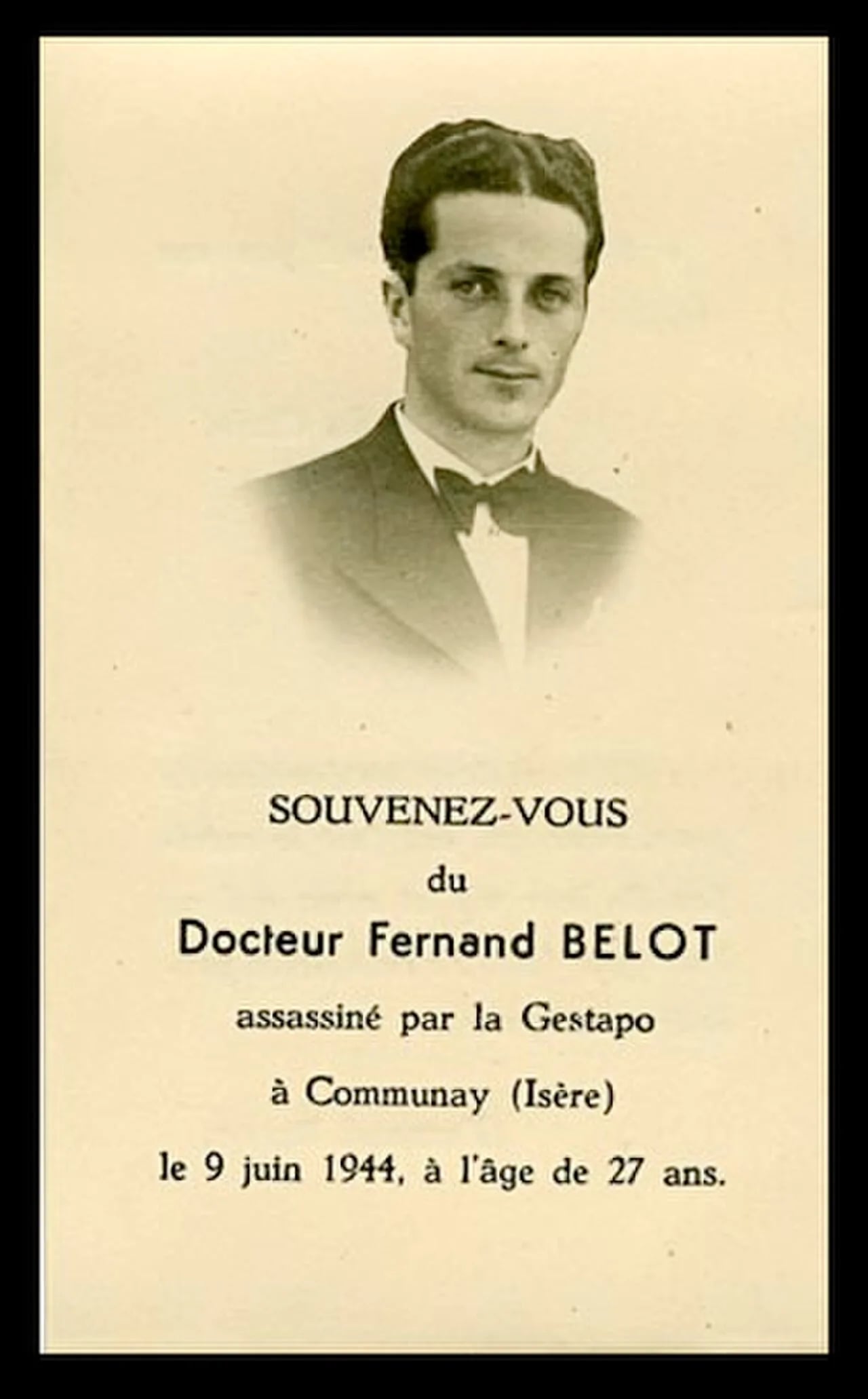 Portrait of Fernand Belot (1917–1944) – memorial page
