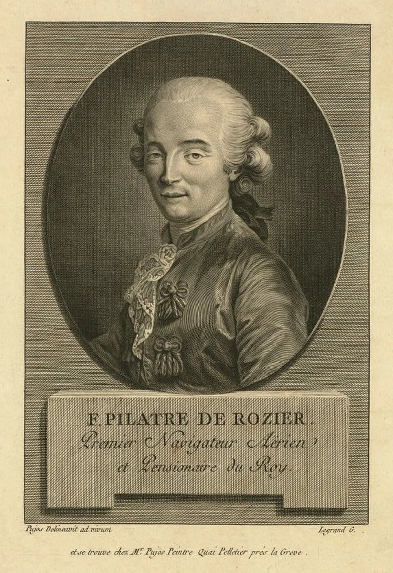 Porträt von Jean-François Pilâtre de Rozier (1754–1785) – Gedenkseite