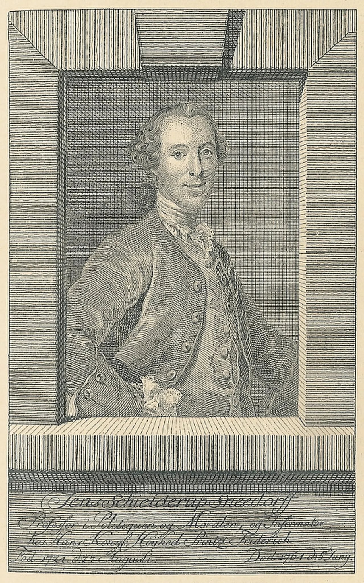 Porträt von Jens Schielderup Sneedorff (1724–1764) – Gedenkseite