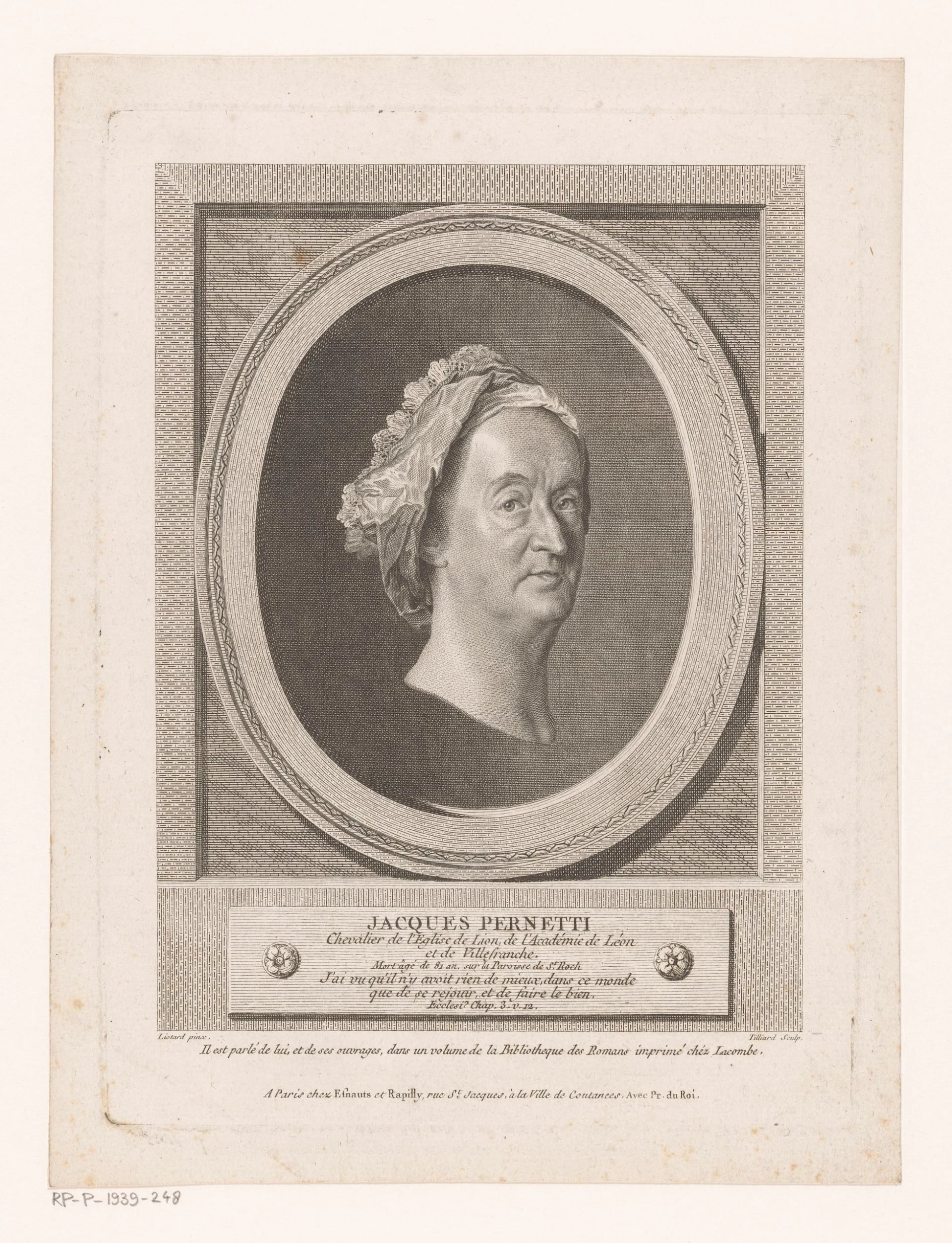 Portrait of Jacques Pernetti (1696–1777) – memorial page