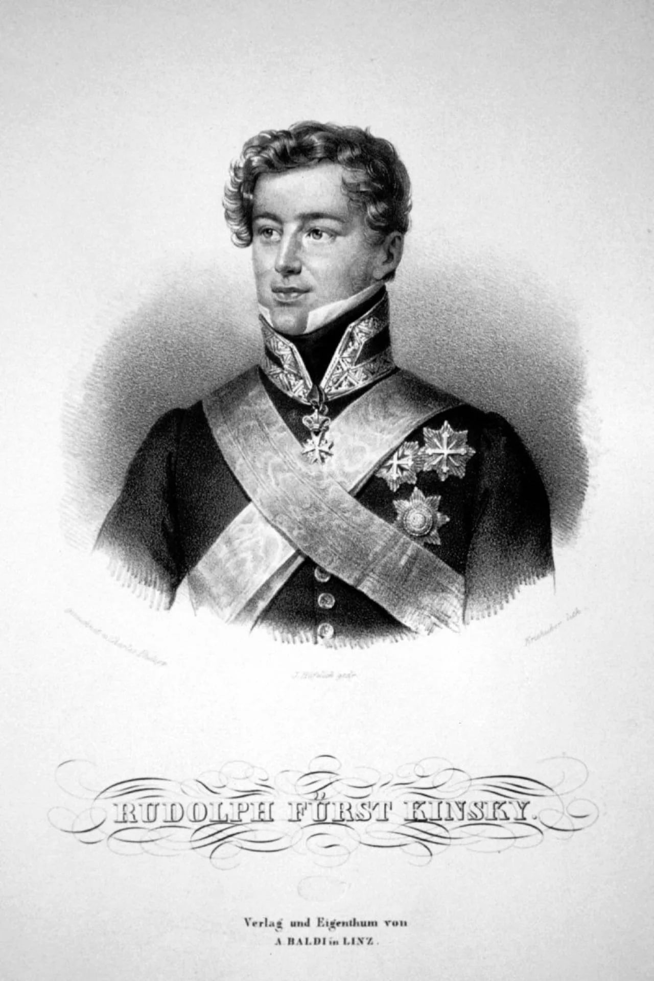 Porträt von Rudolf Kinsky von Wchinitz und Tettau (1802–1836) – Gedenkseite