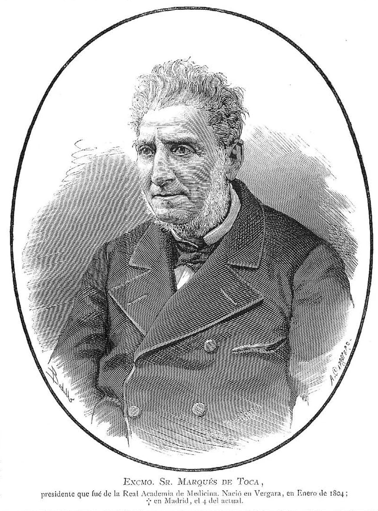 Porträt von Melchor Sánchez de Toca y Sáenz de Lobera (1804–1880) – Gedenkseite