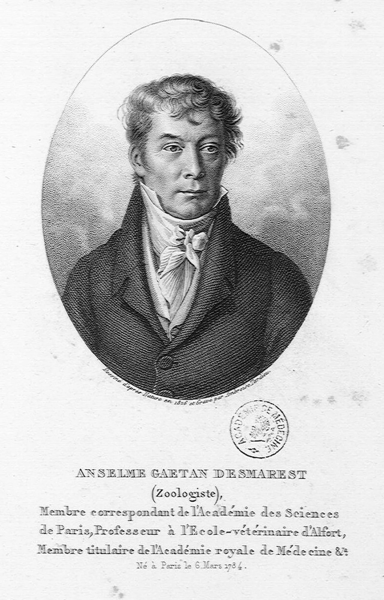 Porträt von Anselme Gaëtan Desmarest (1784–1838) – Gedenkseite