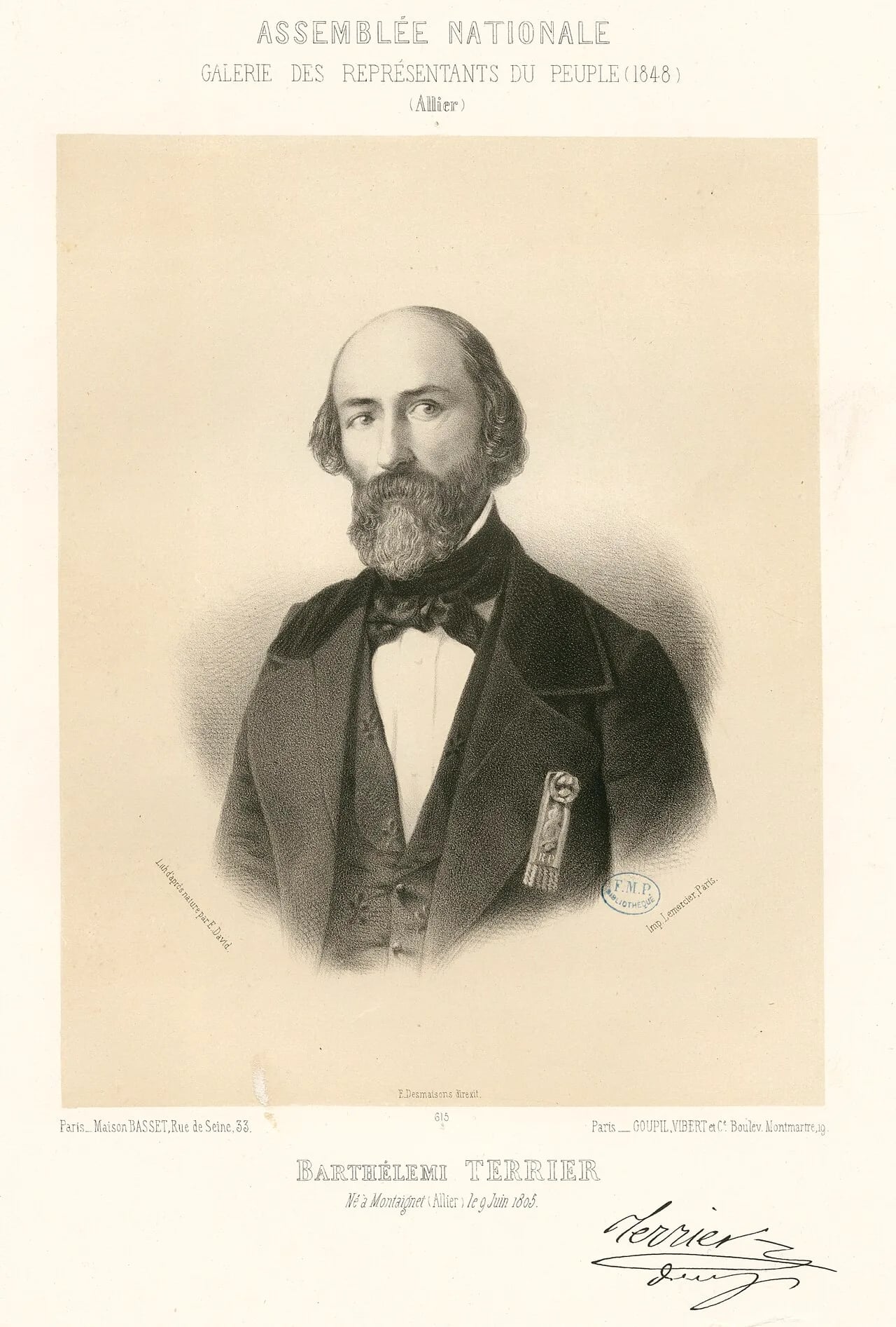Porträt von Prosper Jacques Barthélémy Terrier (1805–1876) – Gedenkseite