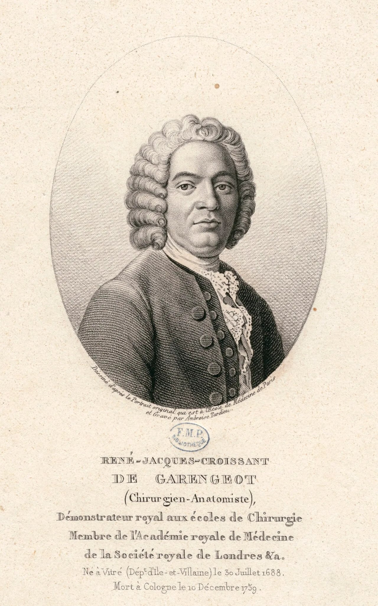 Portrait of René-Jacques Croissant de Garengeot (1688–1759) – memorial page