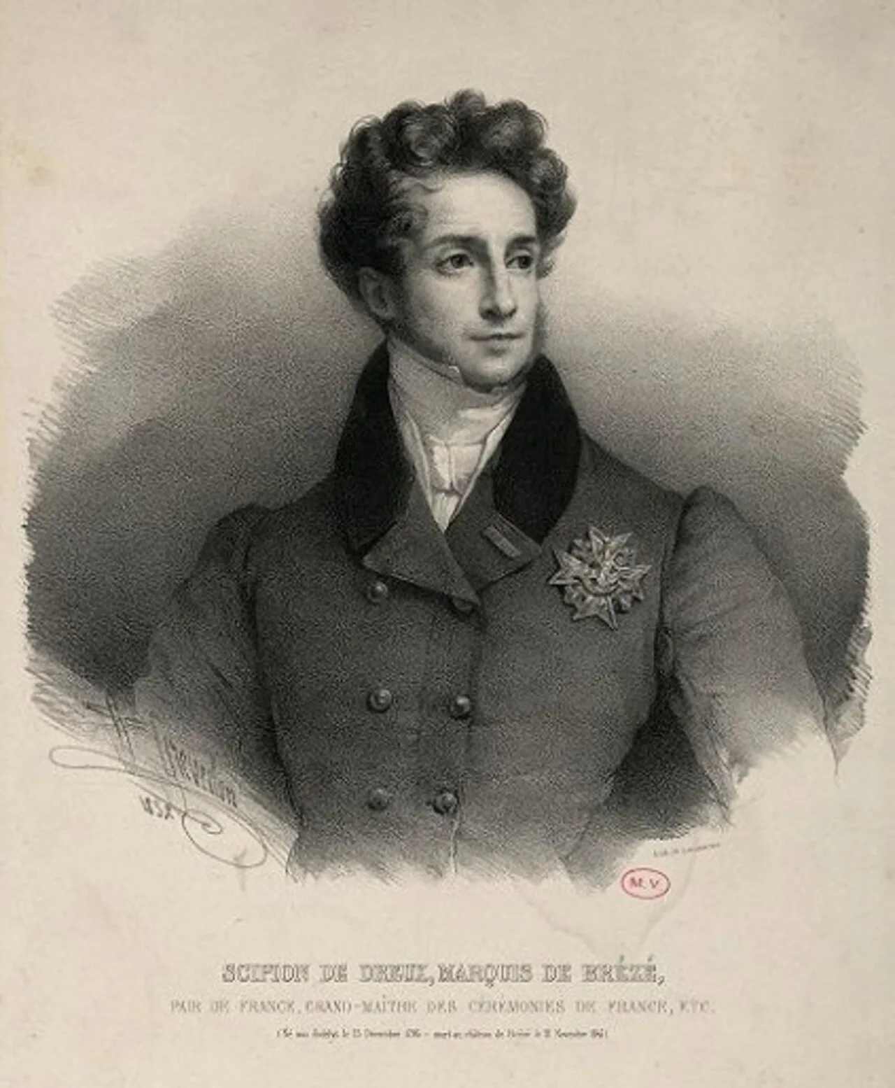 Porträt von Scipion de Dreux-Brézé (1793–1845) – Gedenkseite