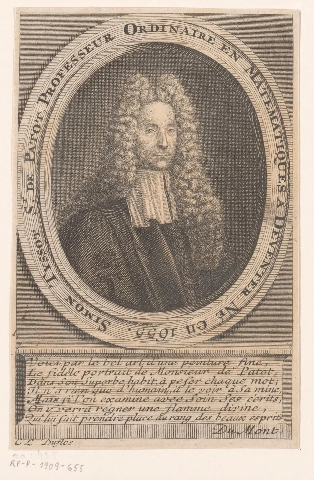 Porträt von Simon Tyssot de Patot (1655–1738) – Gedenkseite