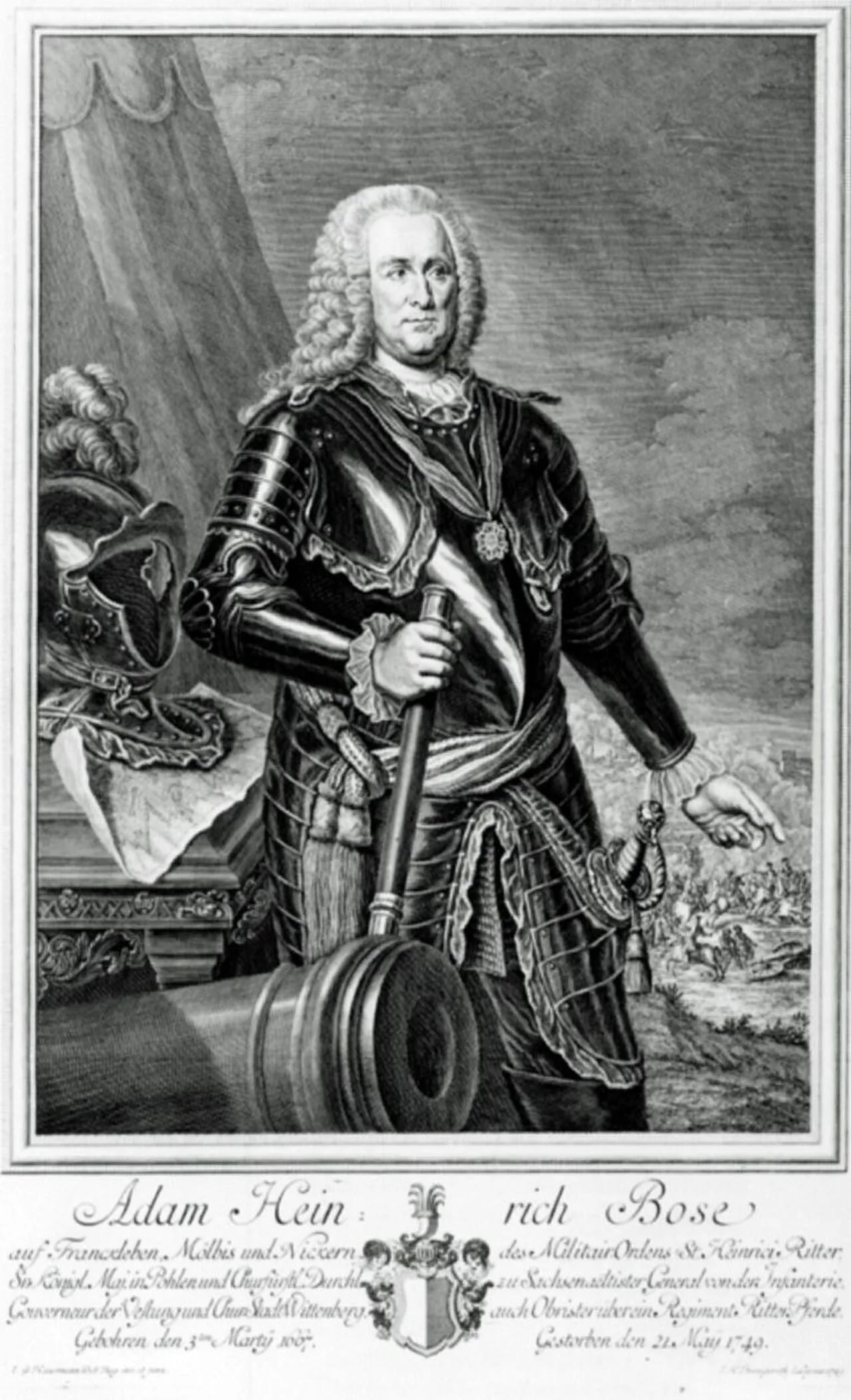 Porträt von Adam Heinrich Bose (1667–1749) – Gedenkseite
