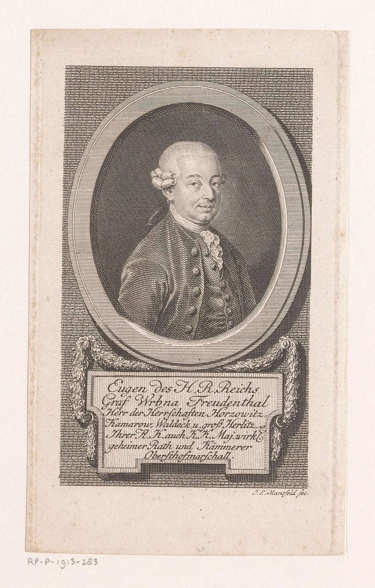 Porträt von Eugen Wenzel von Wrbna und Freudenthal (1728–1789) – Gedenkseite