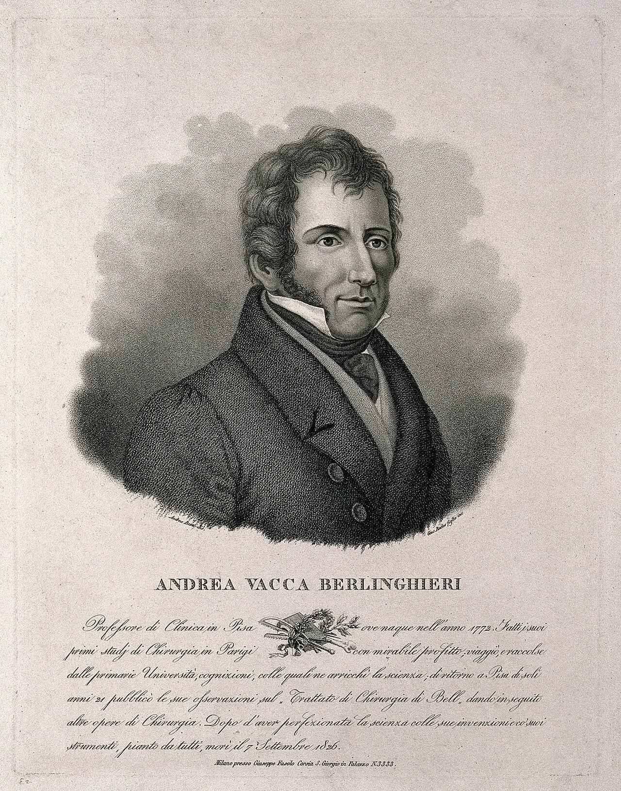 Porträt von Andrea Vaccà Berlinghieri (1772–1826) – Gedenkseite