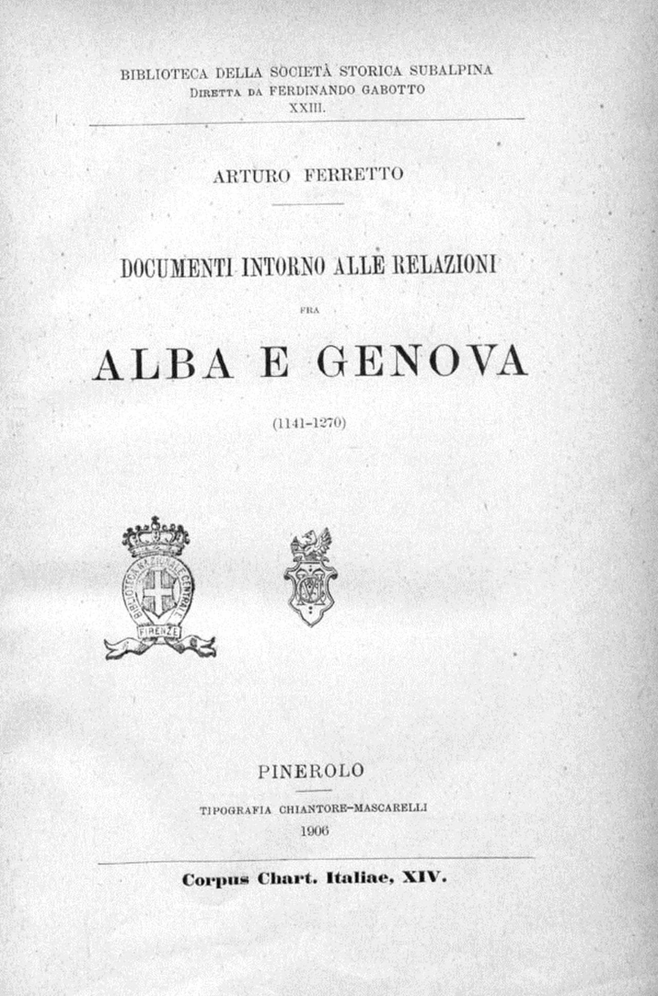 Porträt von Arturo Ferretto (1867–1928) – Gedenkseite
