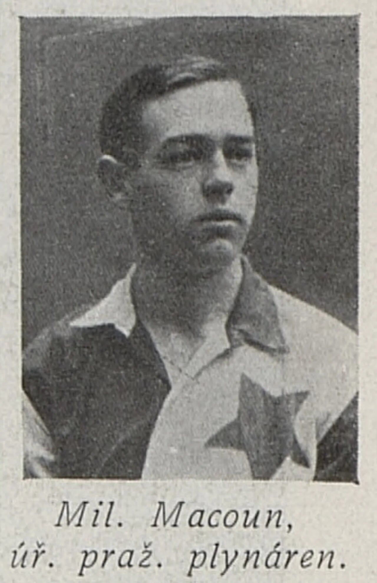 Portrait of Bohumil Macoun (1886–1922) – memorial page