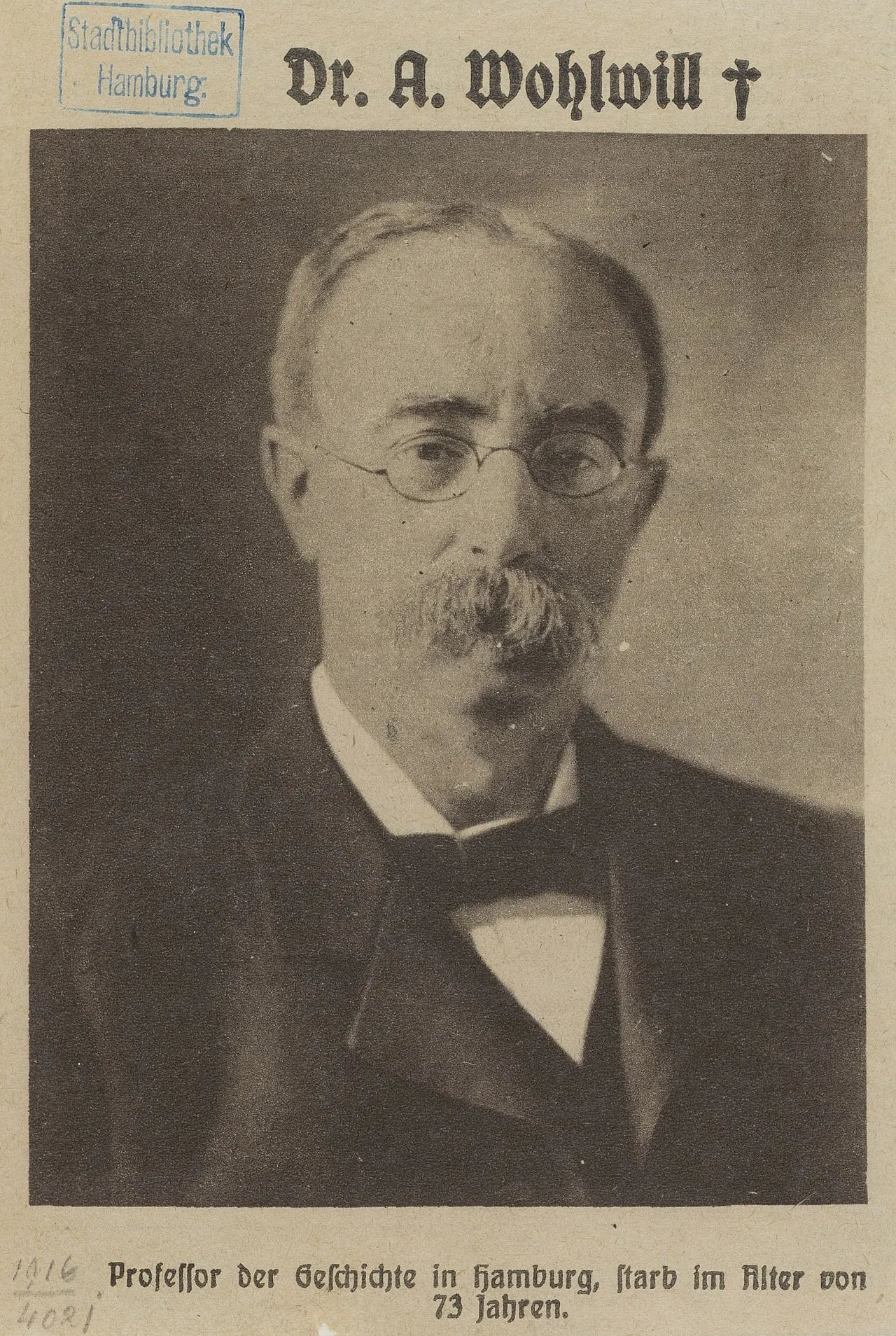 Portrait of Adolf Wohlwill (1843–1916) – memorial page