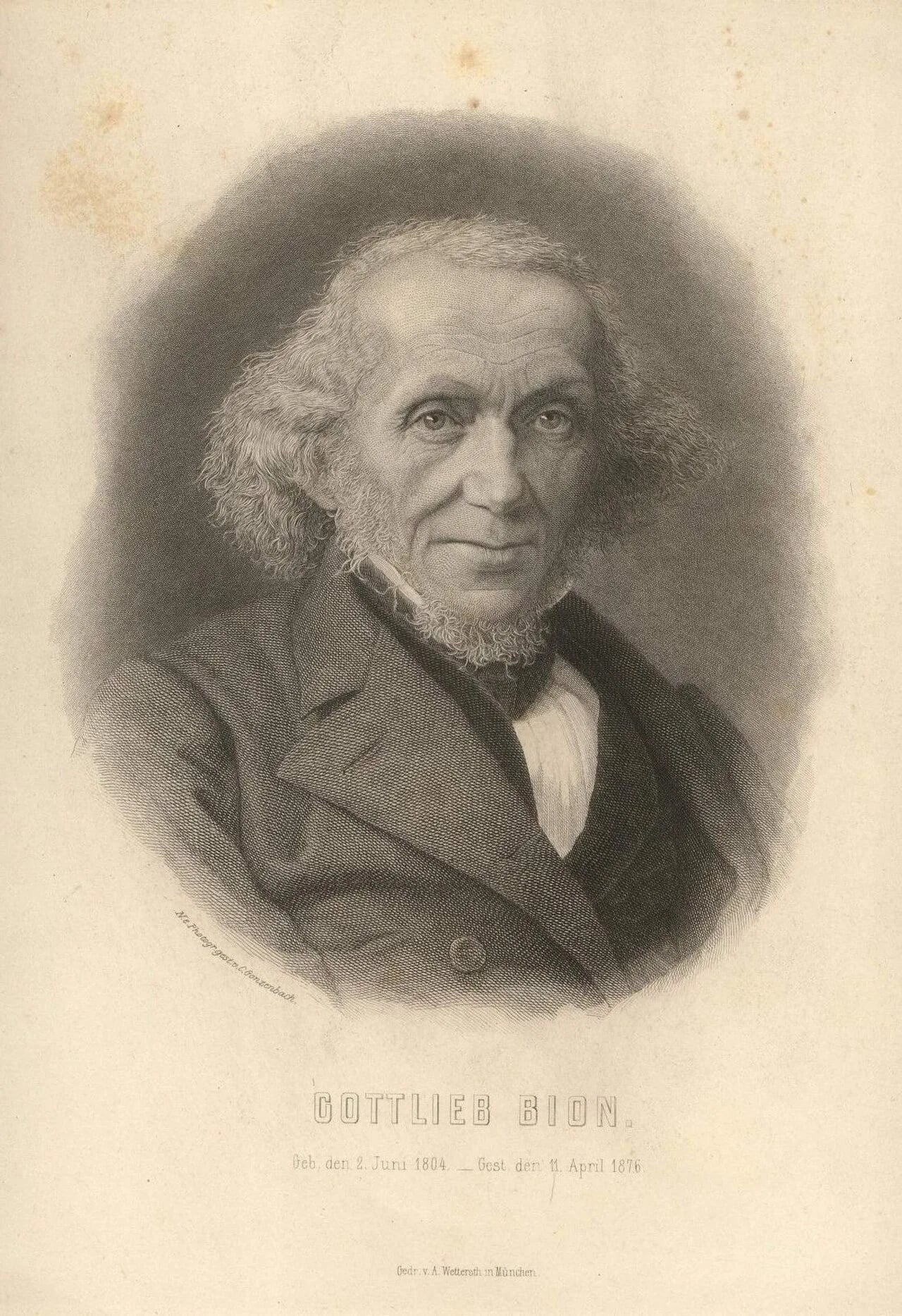 Portrait of Gottlieb Bion (1804–1876) – memorial page