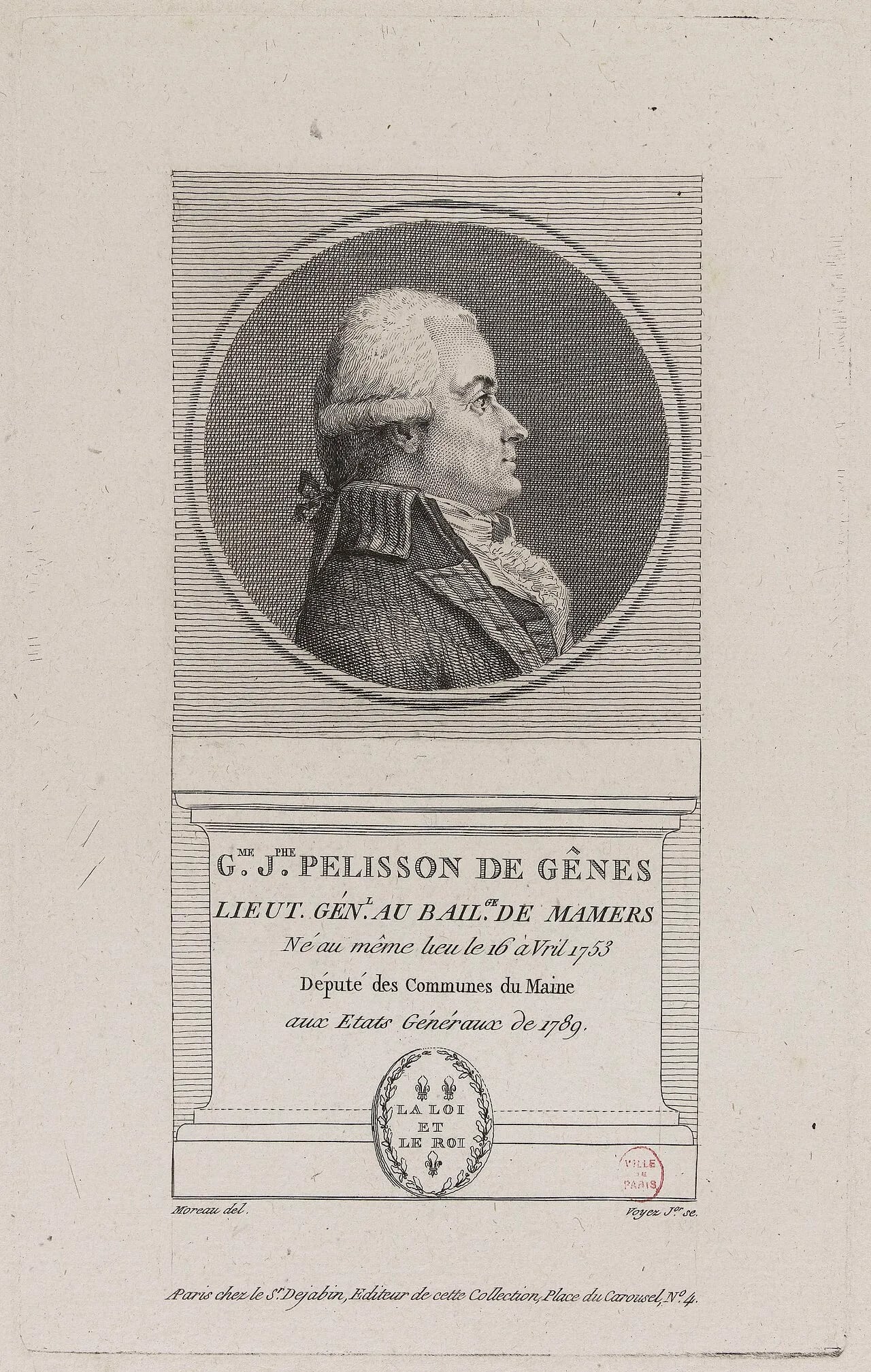 Porträt von Guillaume Joseph Pelisson de Gennes (1753–1832) – Gedenkseite