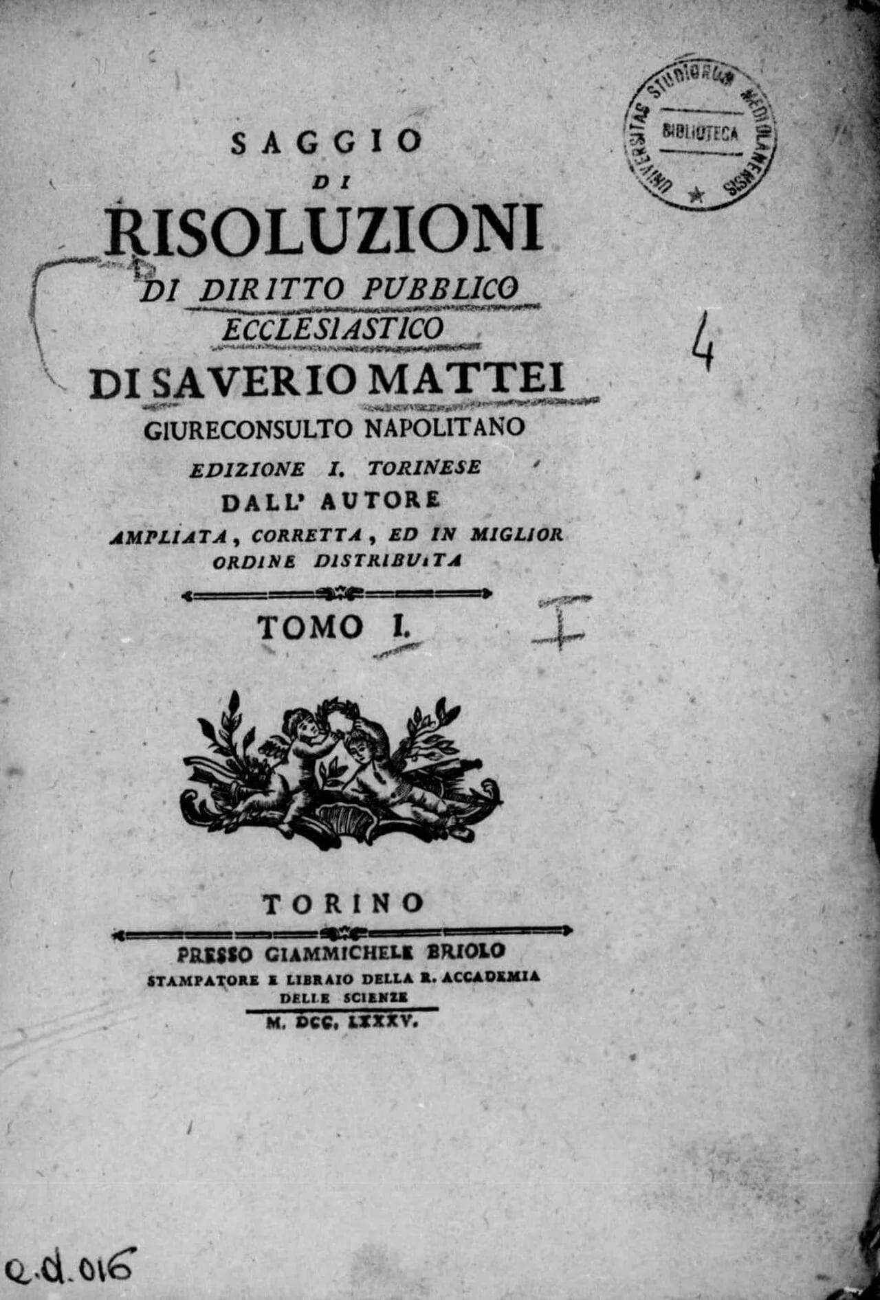 Portrait of Saverio Mattei (1742–1795) – memorial page