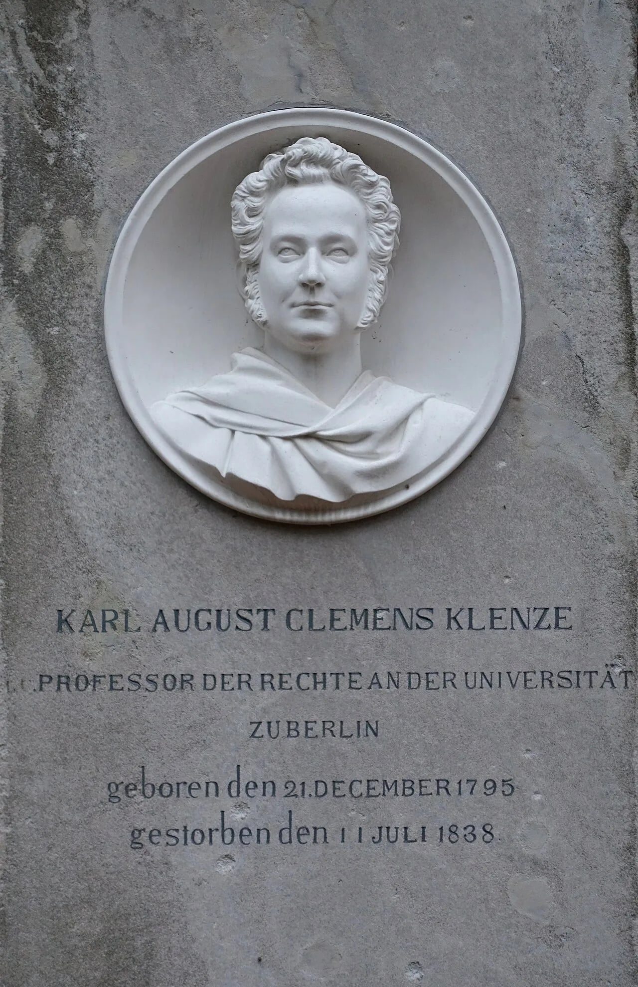 Porträt von Clemens August Carl Klenze (1795–1838) – Gedenkseite
