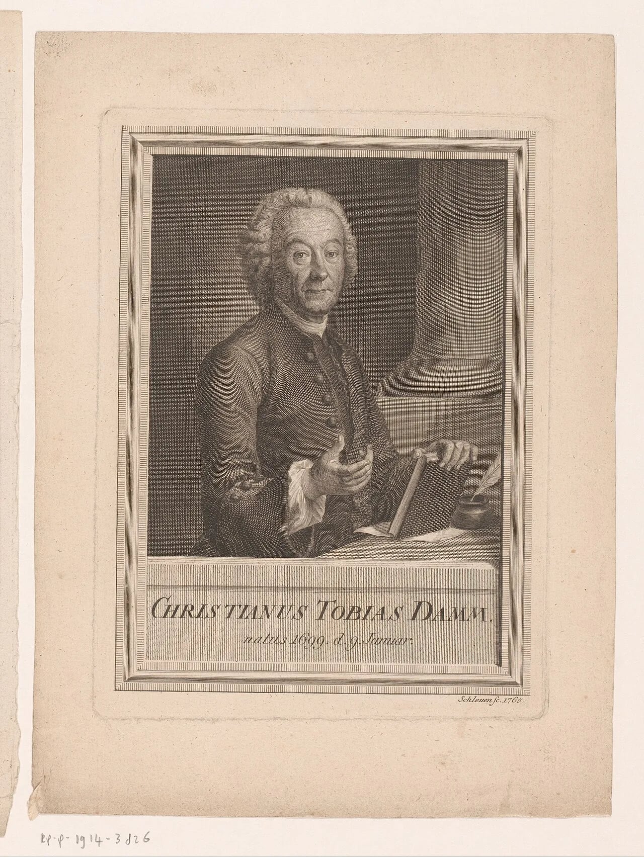 Porträt von Christian Tobias Damm (1699–1778) – Gedenkseite