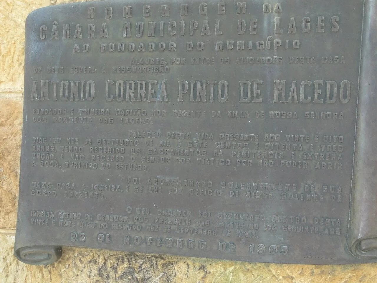 Porträt von António Correia Pinto de Macedo (1719–1783) – Gedenkseite
