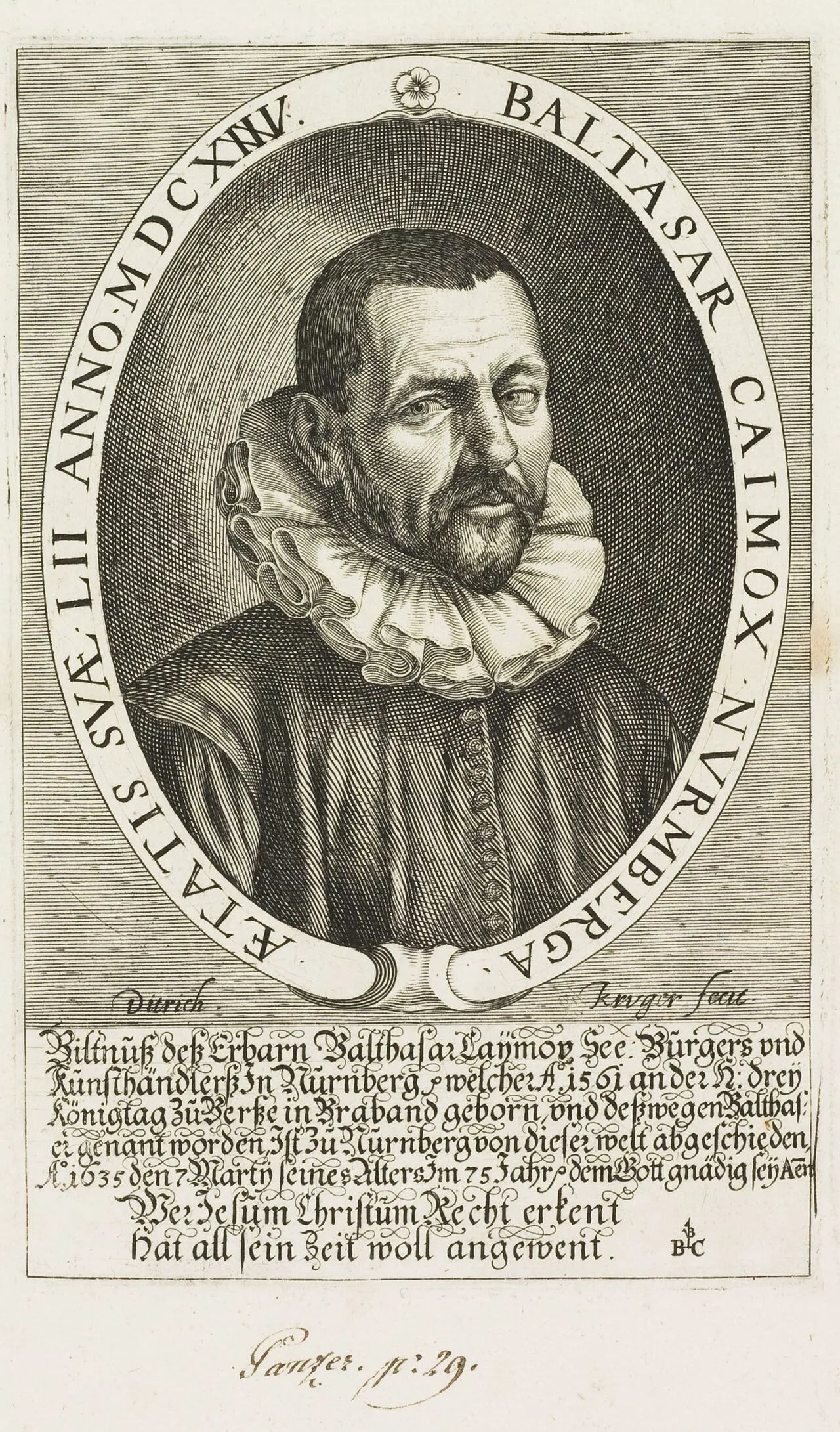 Portrait of Balthasar Caymox (1561–1635) – memorial page