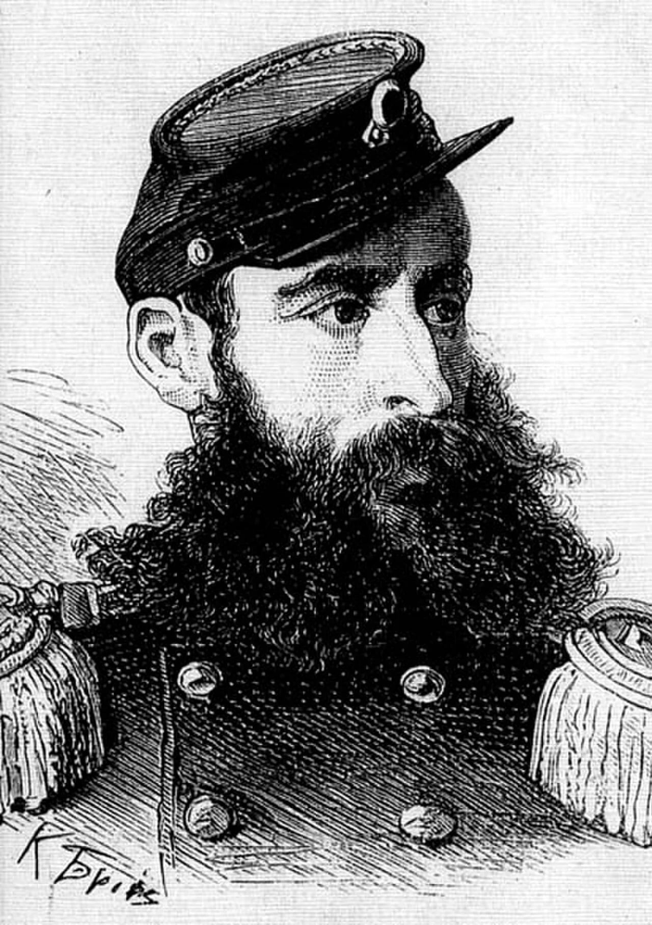 Porträt von Nikolai Nikolajewitsch Rajewski (1839–1876) – Gedenkseite