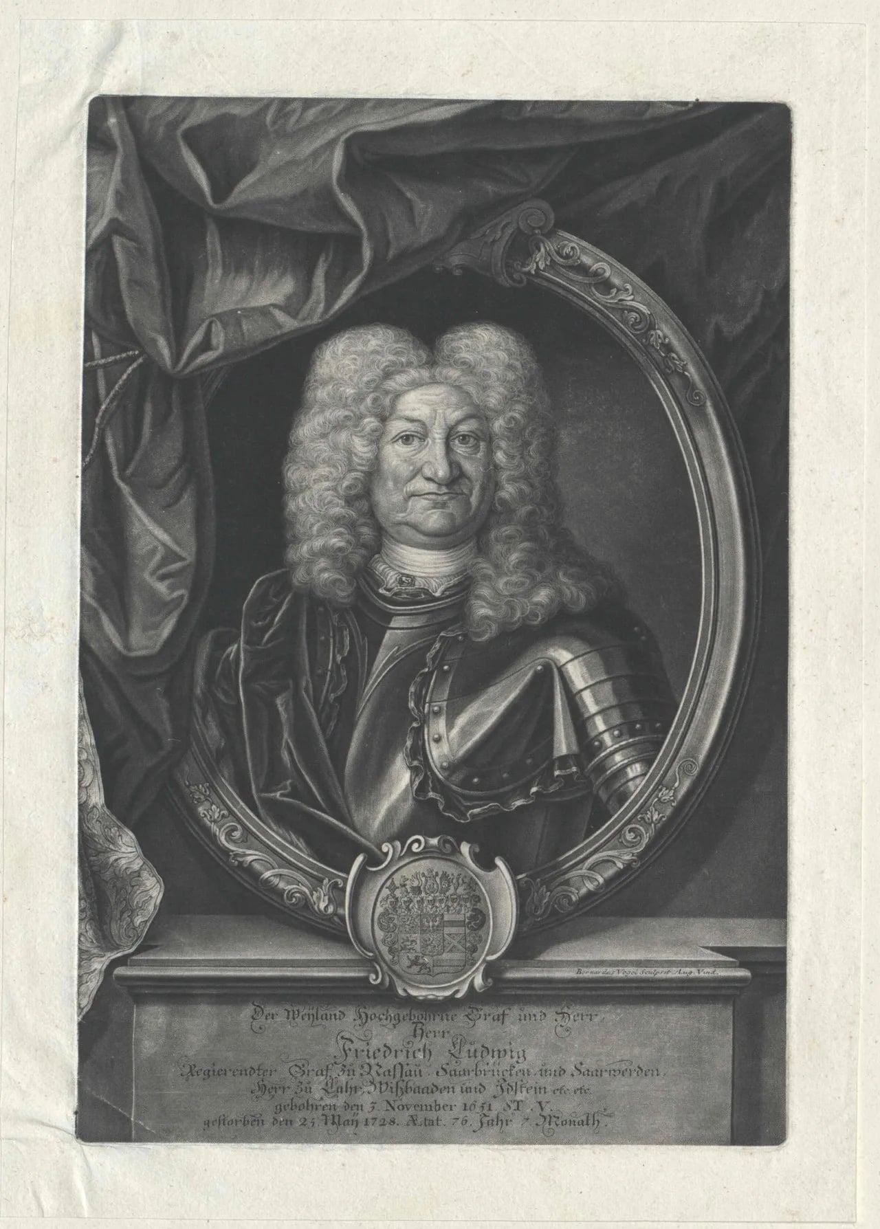 Porträt von Friedrich Ludwig von Nassau-Ottweiler (1651–1728) – Gedenkseite