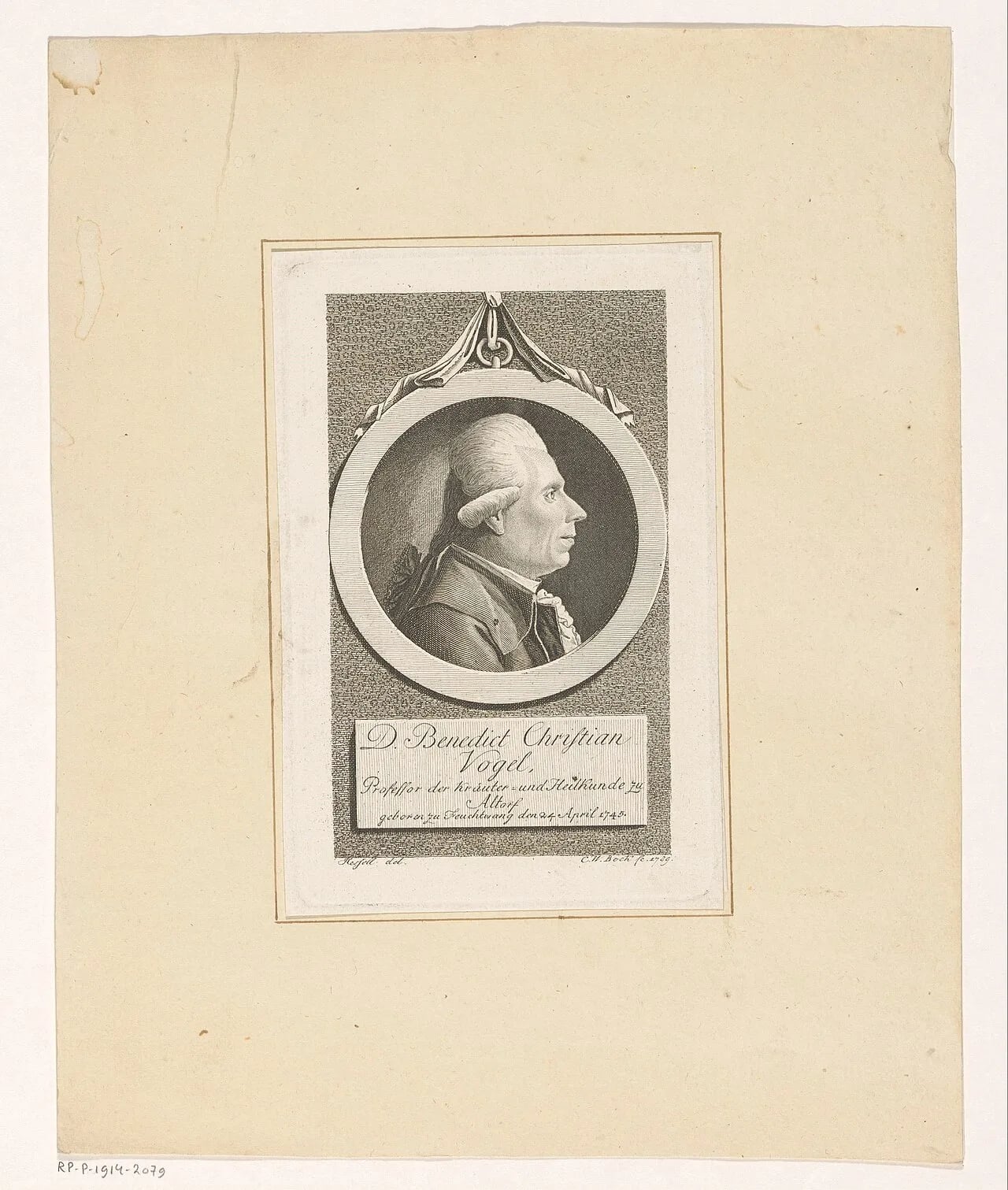 Porträt von Benedict Christian Vogel (1745–1825) – Gedenkseite