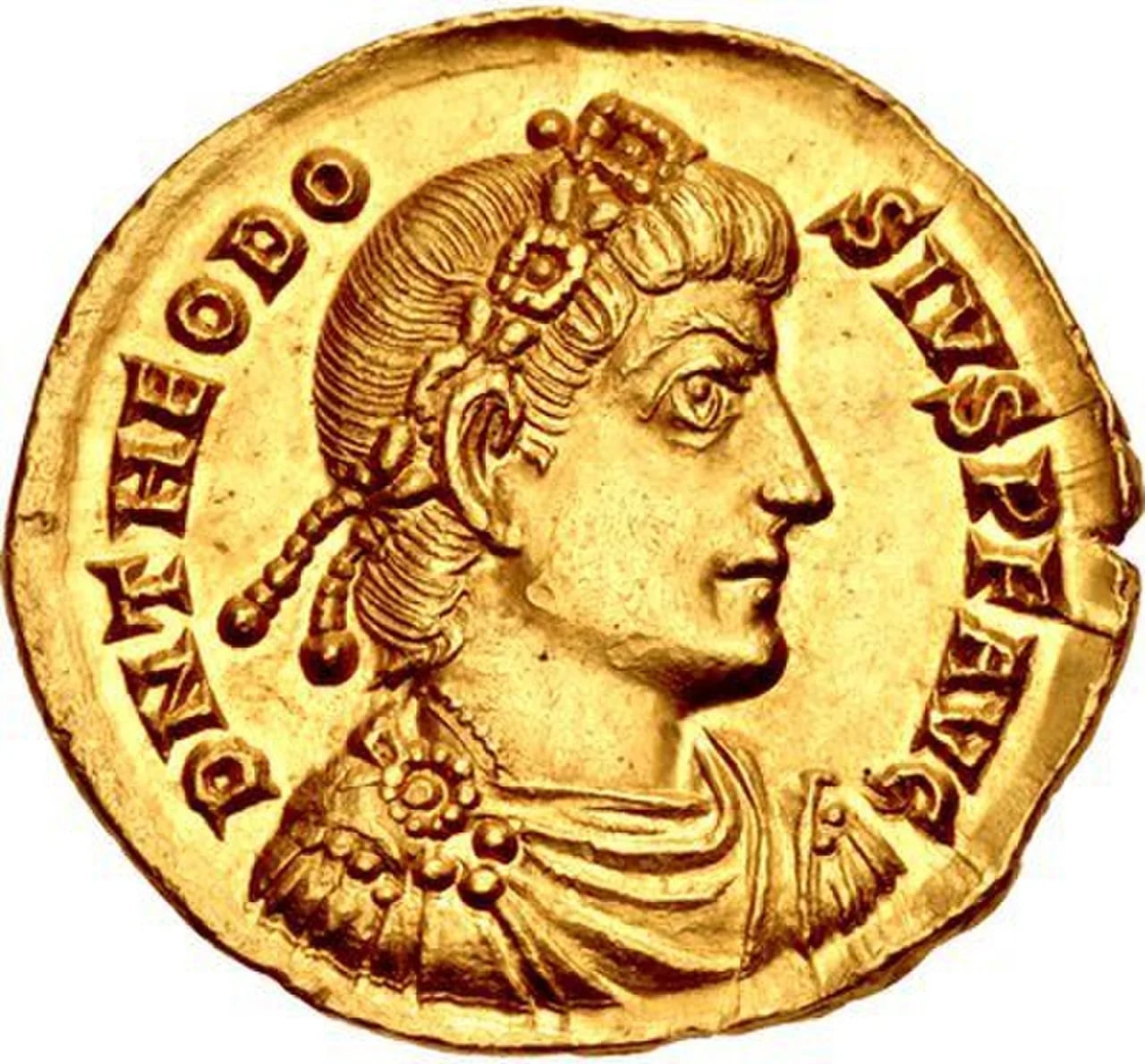Porträt von Theodosius I. (347–395) – Gedenkseite