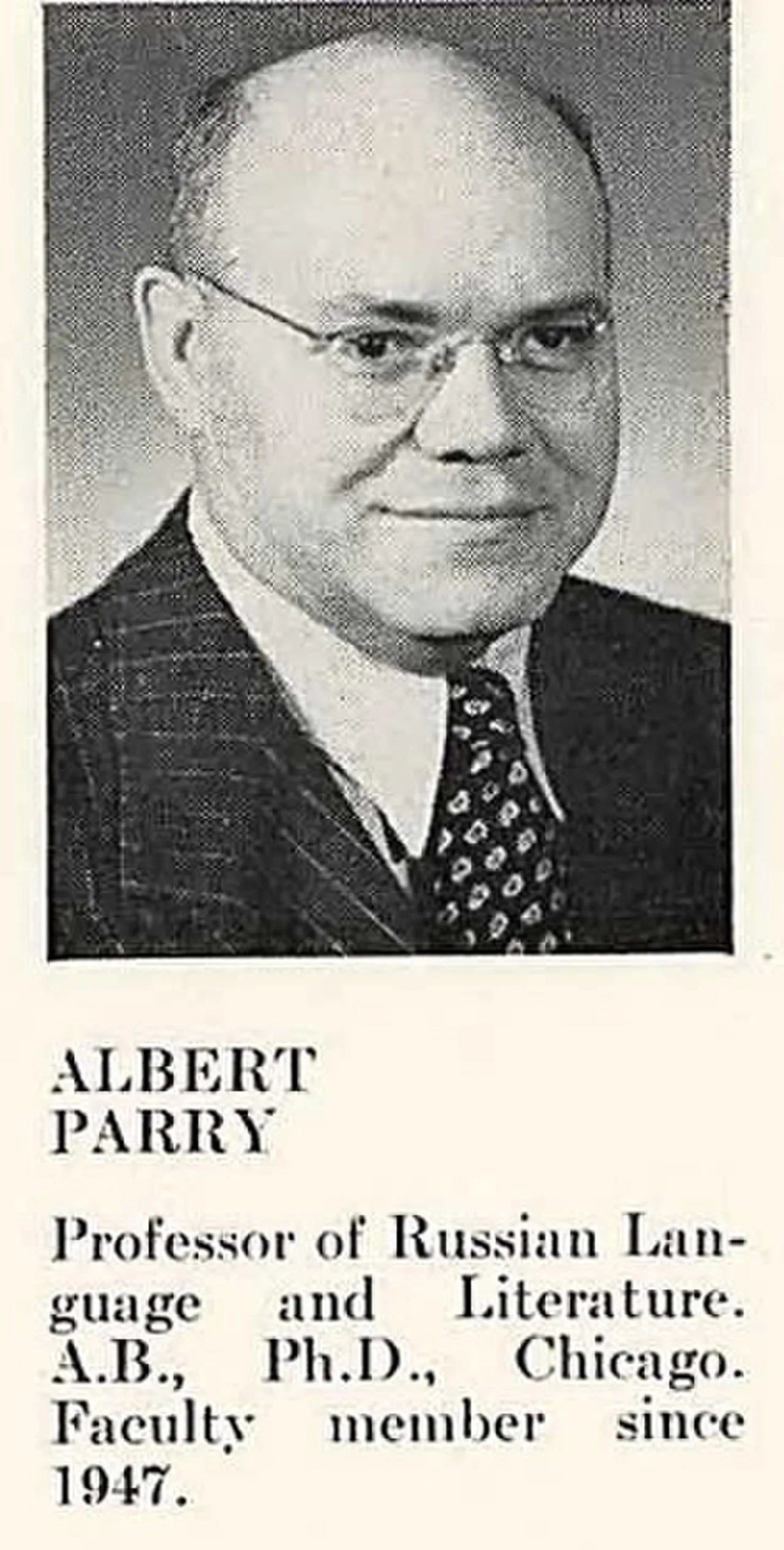 Portrait of Albert Parry (1901–1992) – memorial page