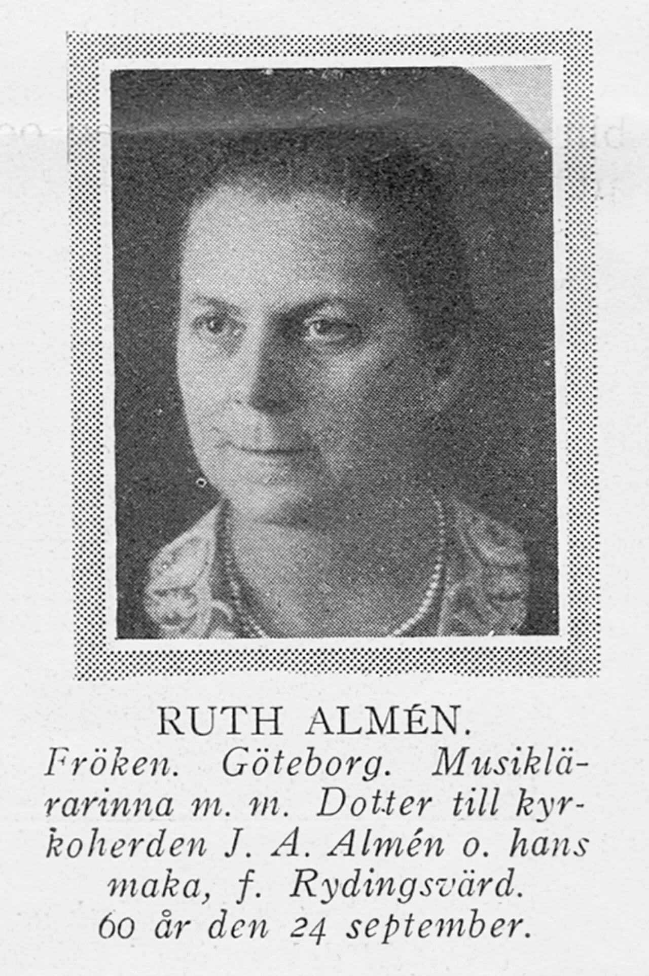 Porträt von Ruth Almén (1870–1945) – Gedenkseite