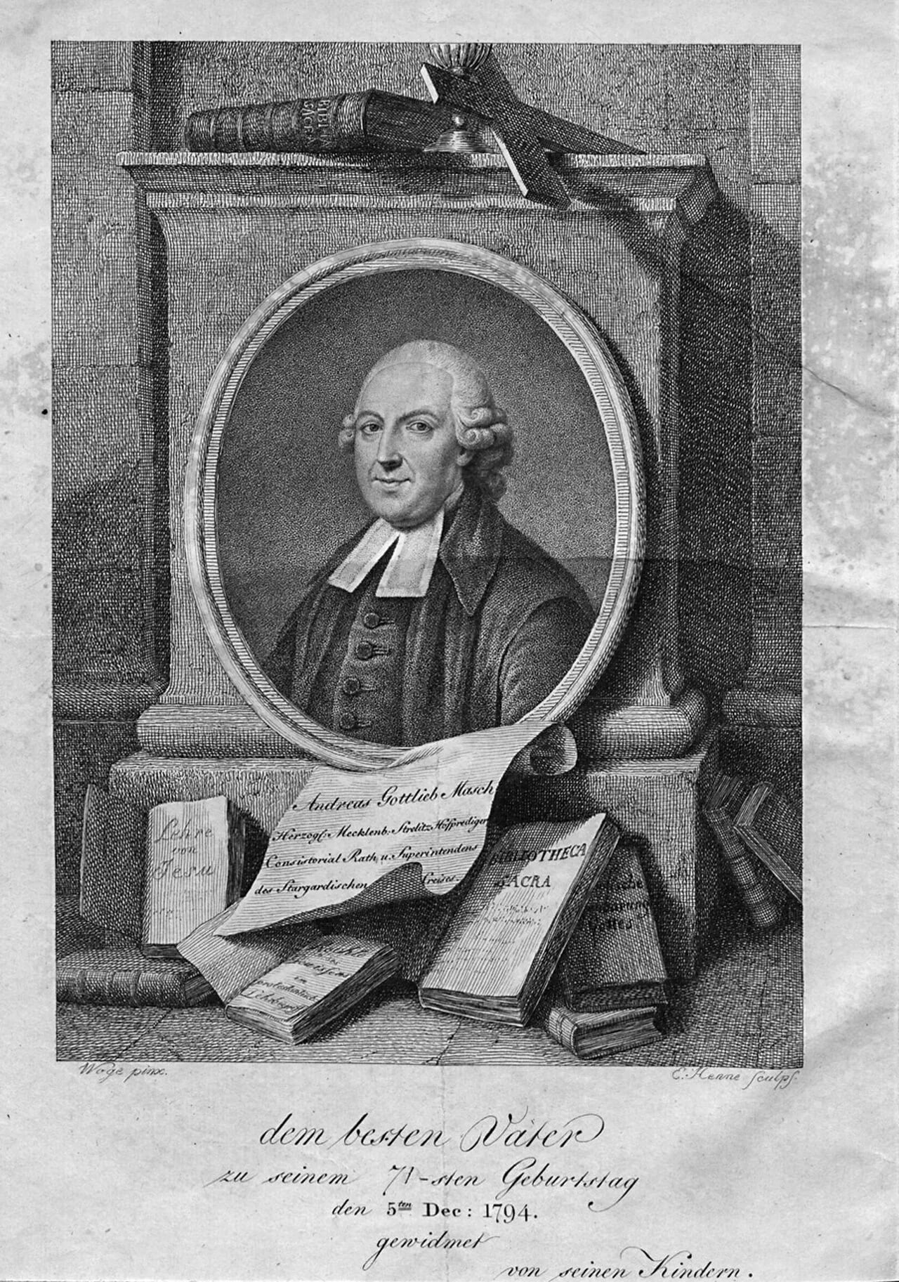 Porträt von Andreas Gottlieb Masch (1724–1807) – Gedenkseite