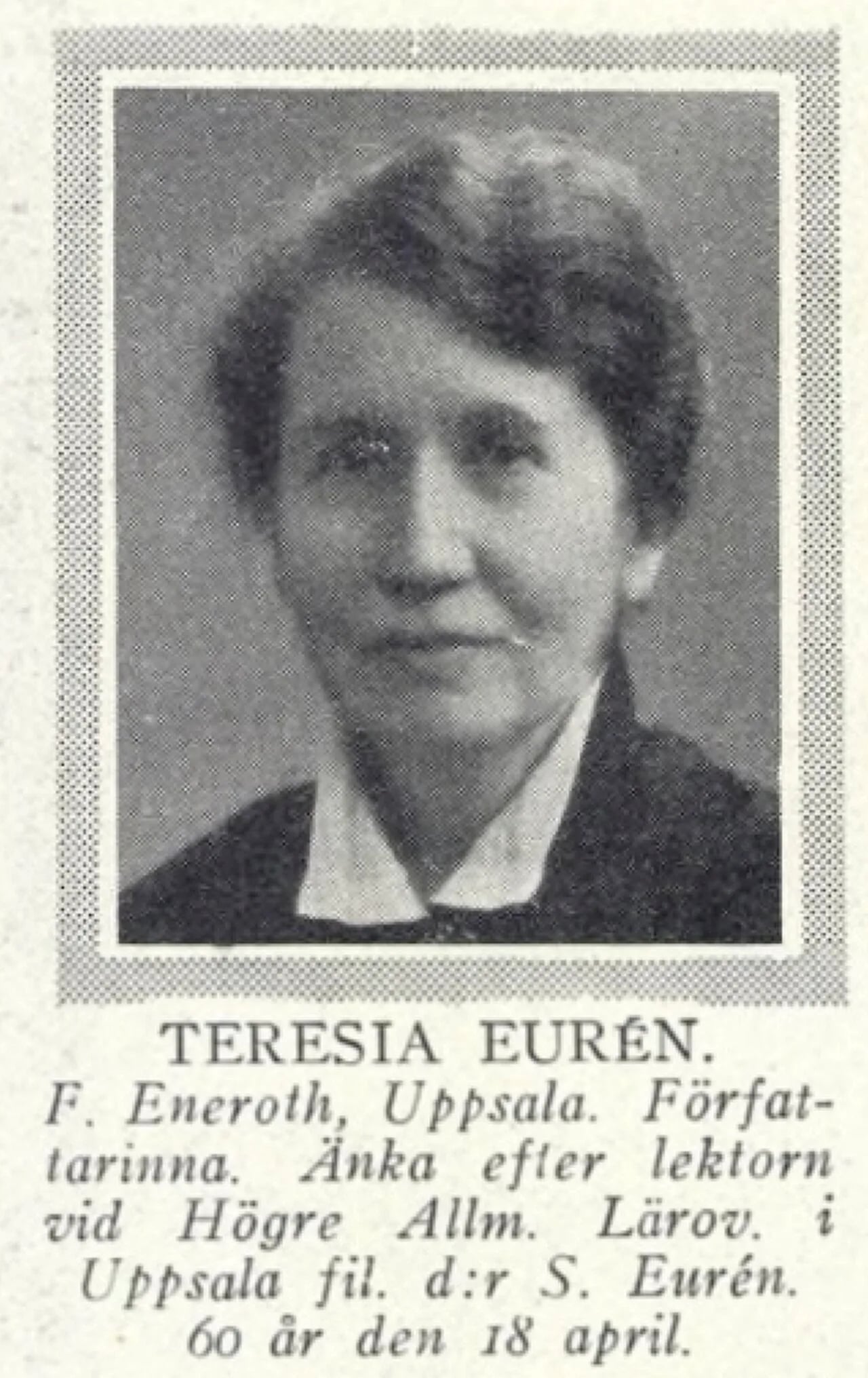 Porträt von Teresia Eurén (1869–1952) – Gedenkseite