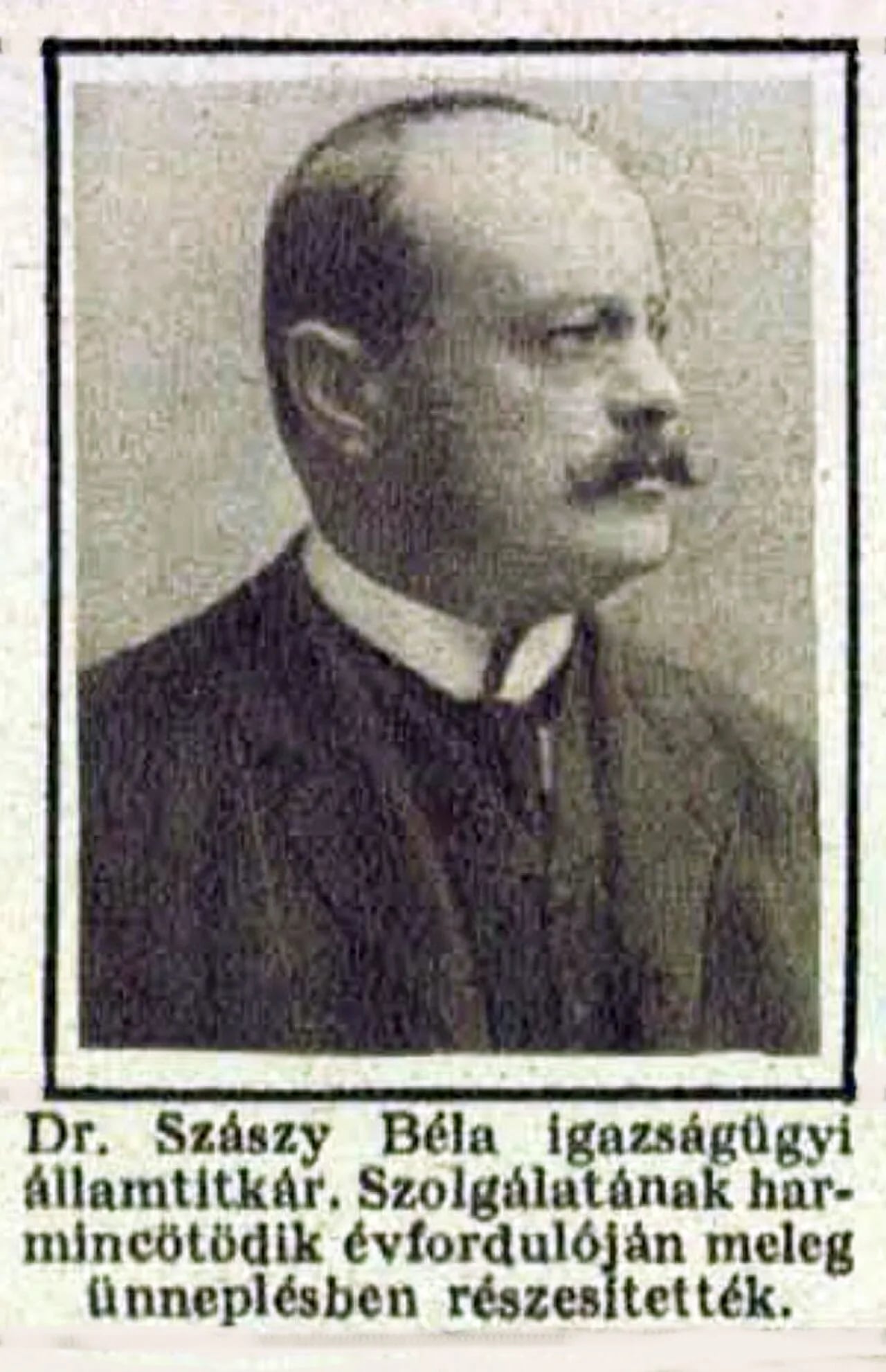 Porträt von Béla Szászy (1865–1931) – Gedenkseite