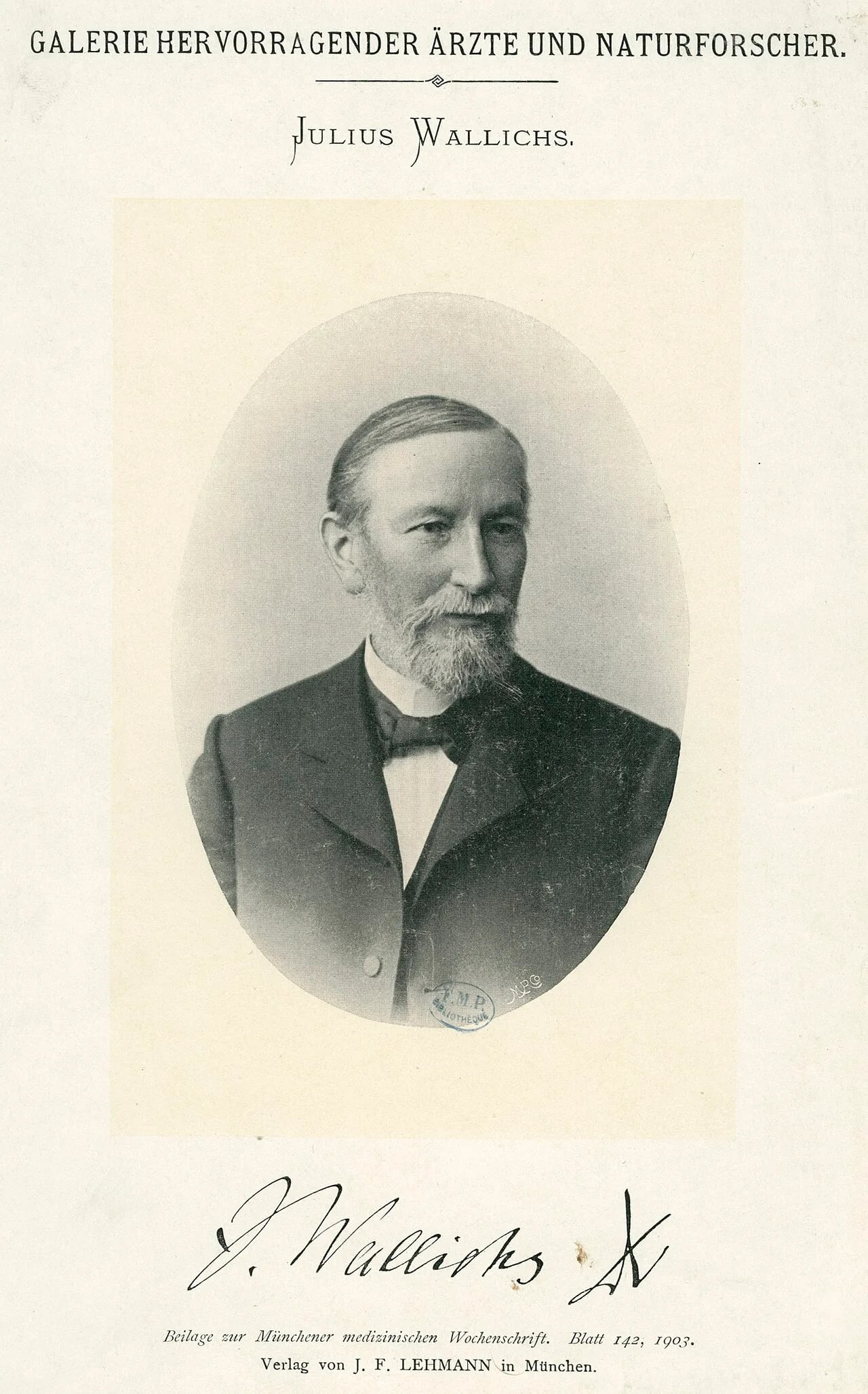Porträt von Julius Wallichs (1829–1916) – Gedenkseite